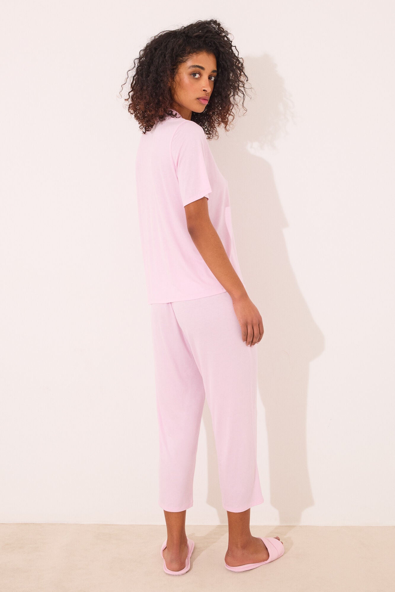 Pink viscose Capri classic pyjamas
