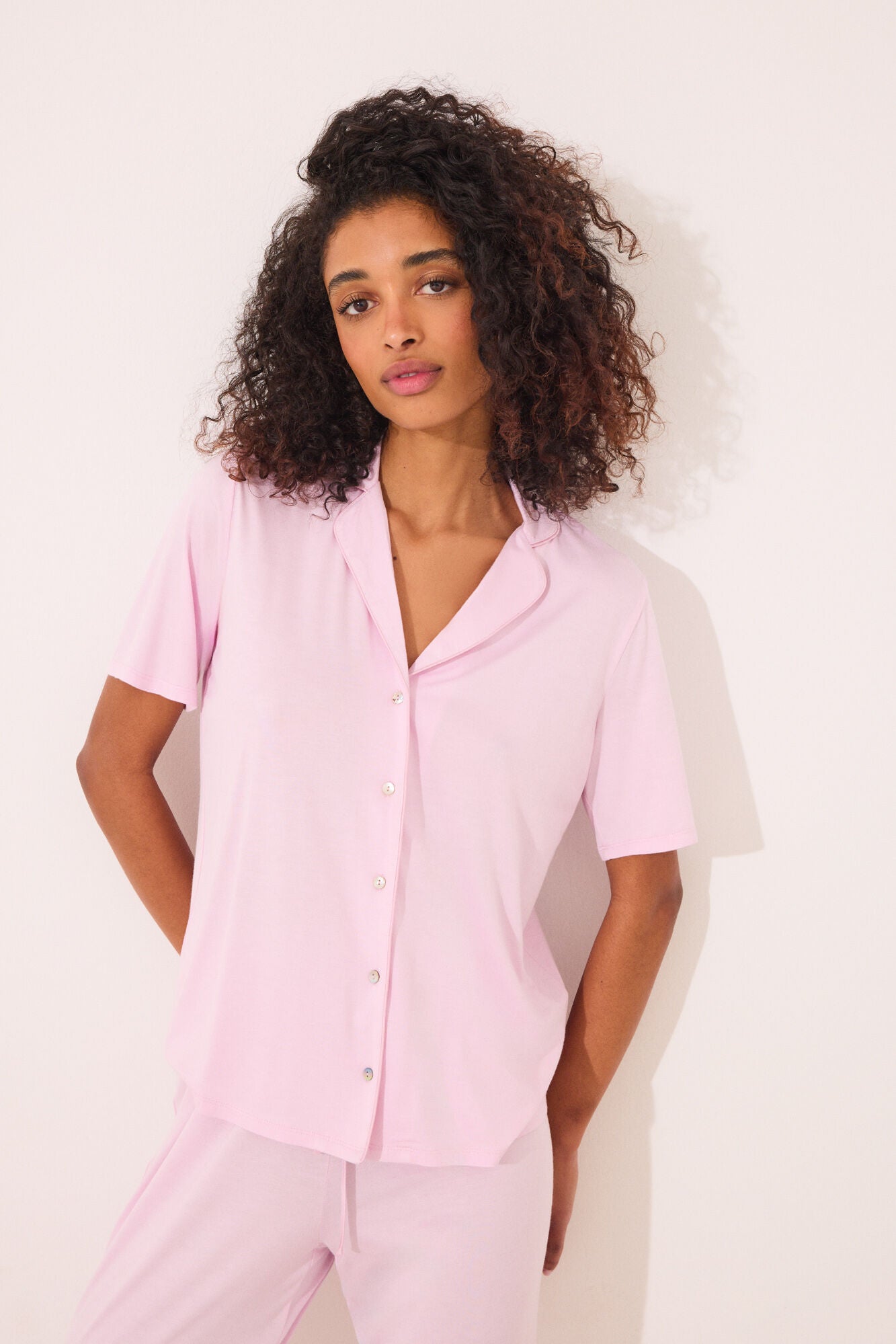 Pink viscose Capri classic pyjamas