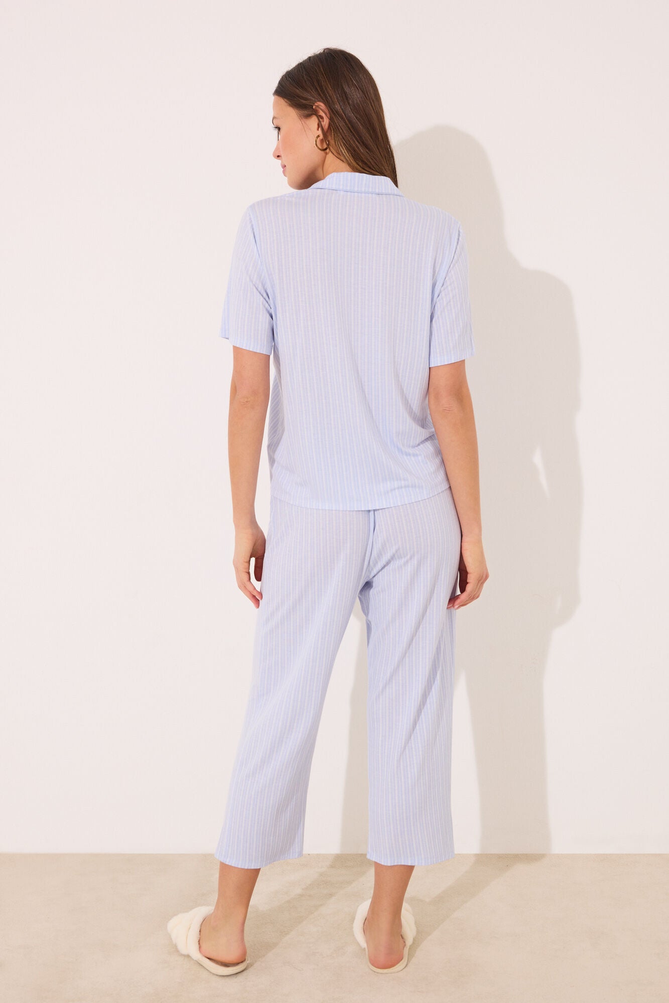 Capri Viscose Blue Striped Classic Pyjamas