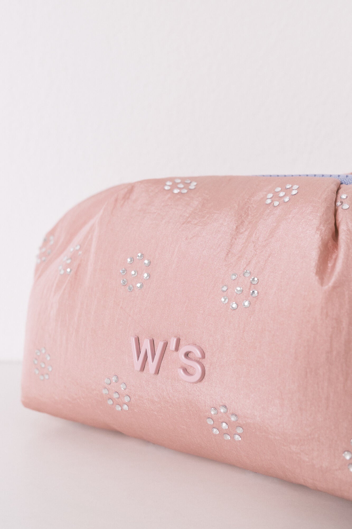 Medium padded pink sequined toiletry bag