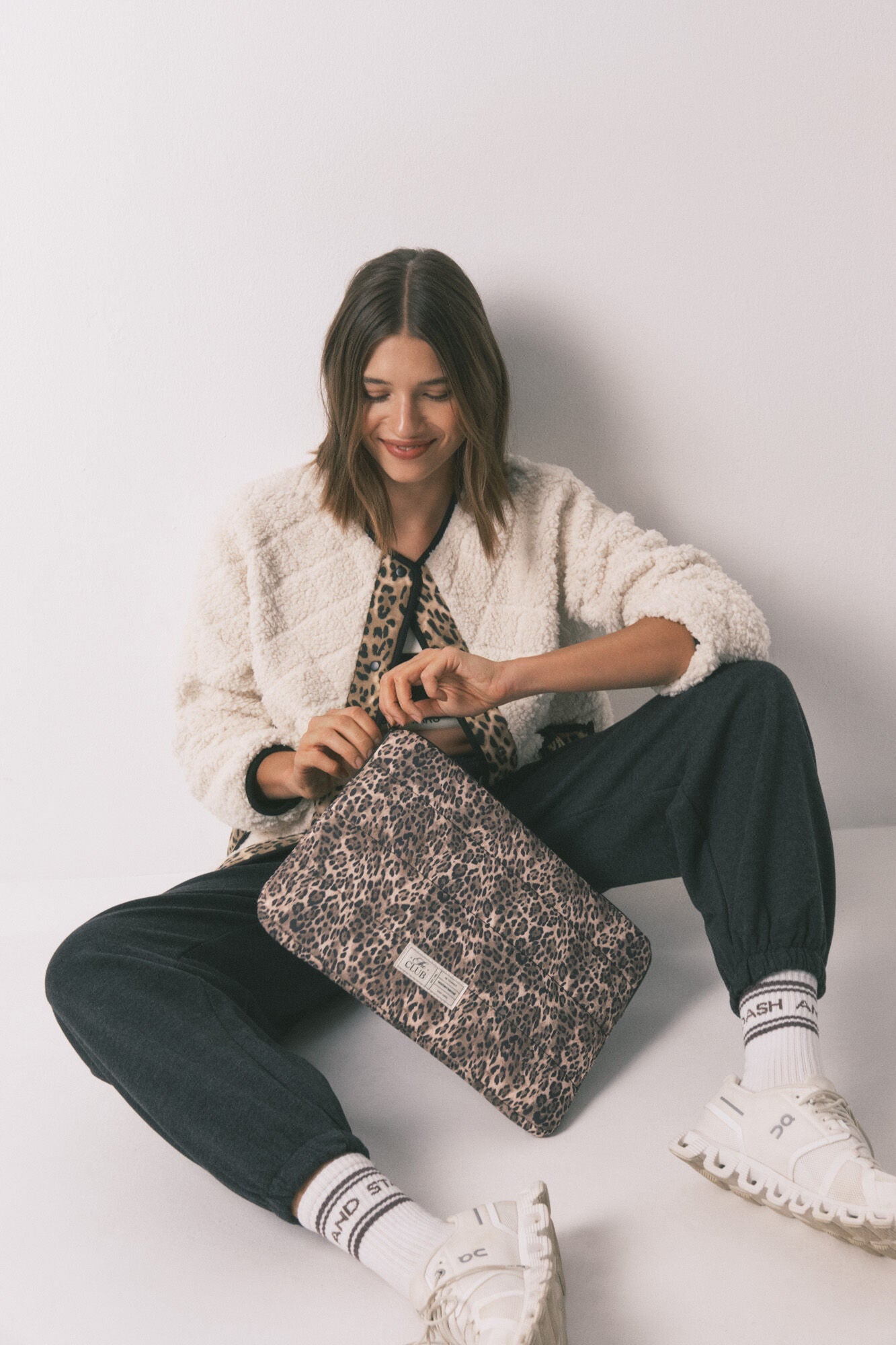 Animal print nylon laptop sleeve