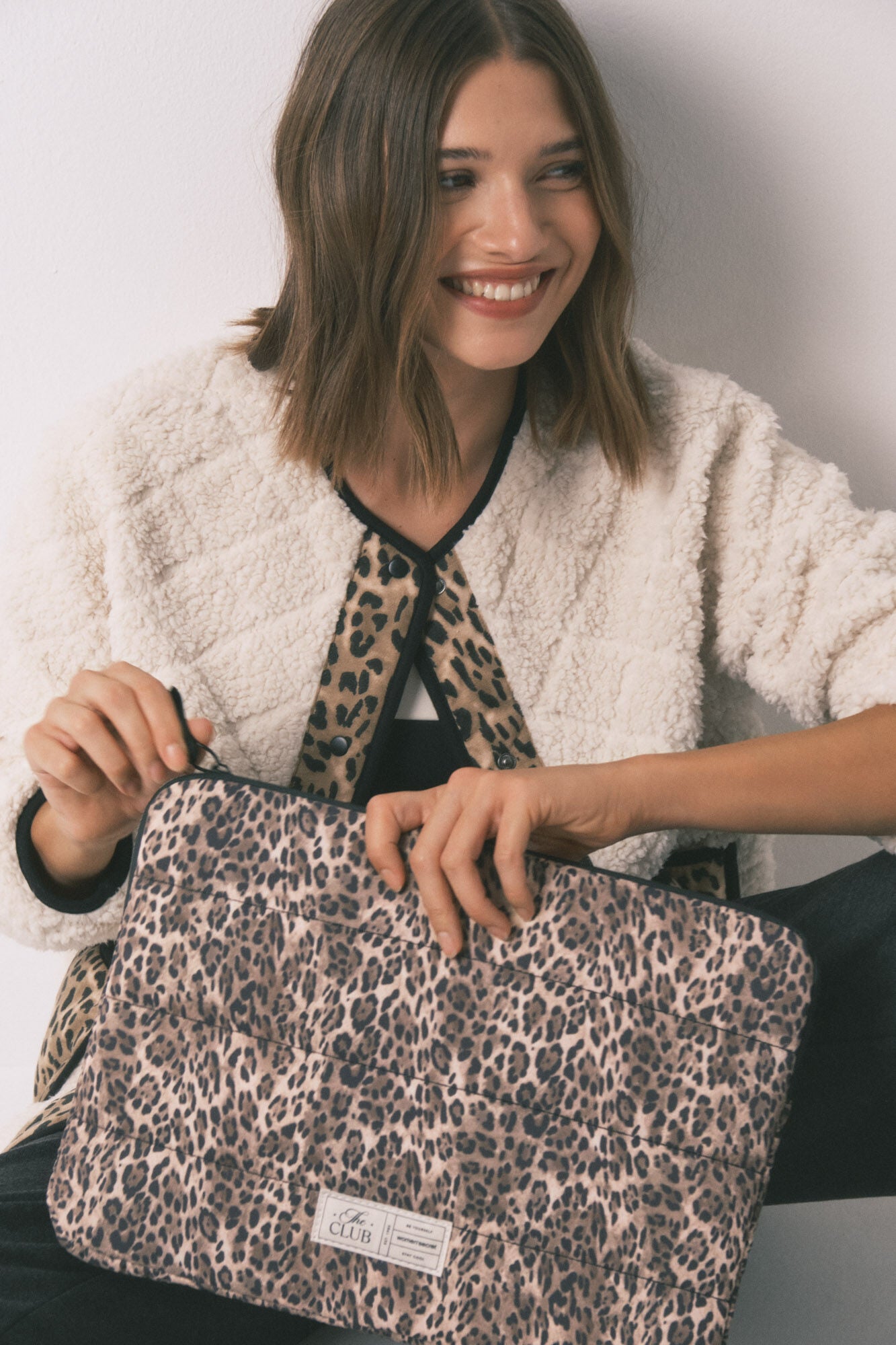 Animal print nylon laptop sleeve