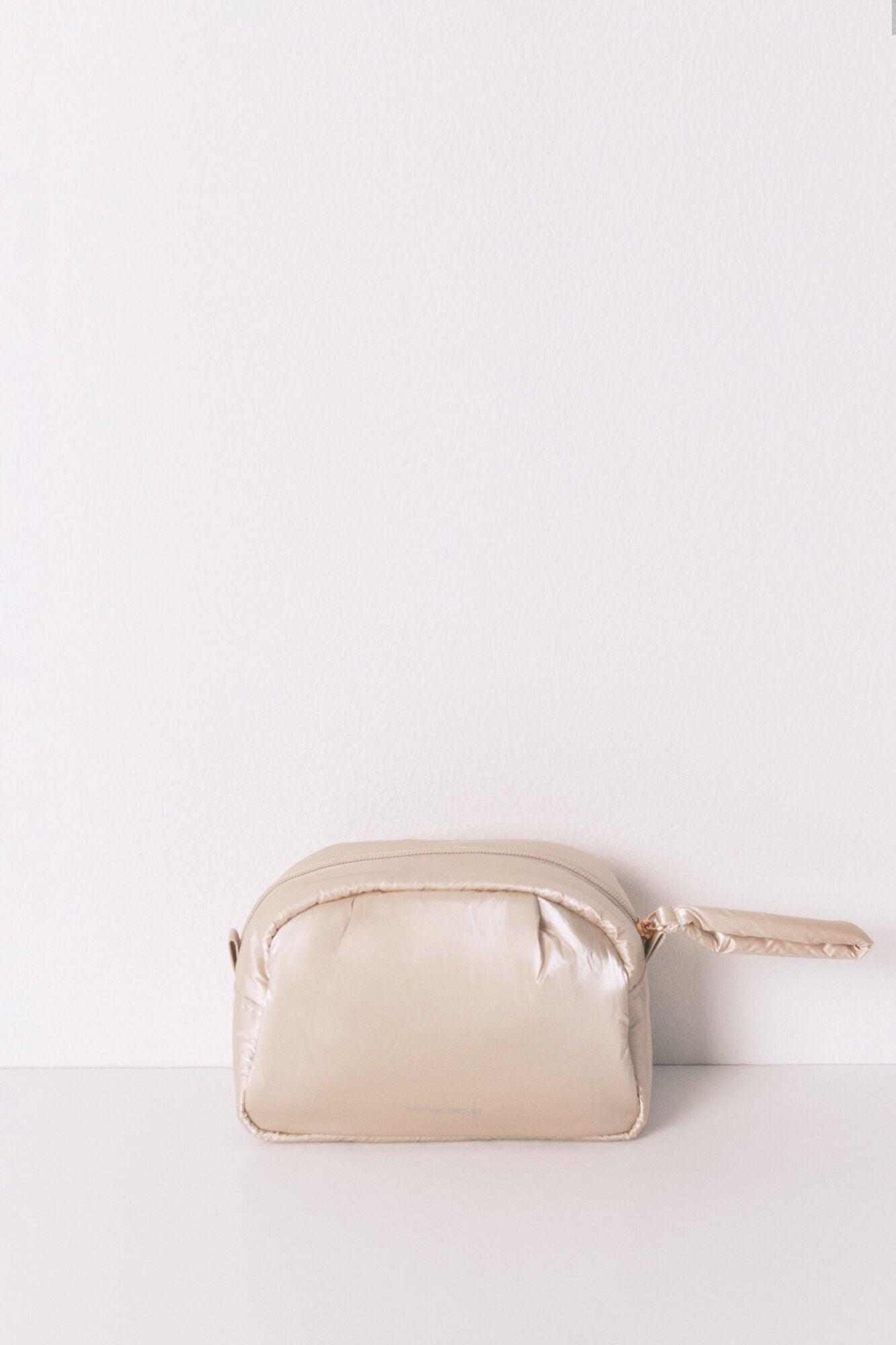 Small padded satin pink toiletry bag