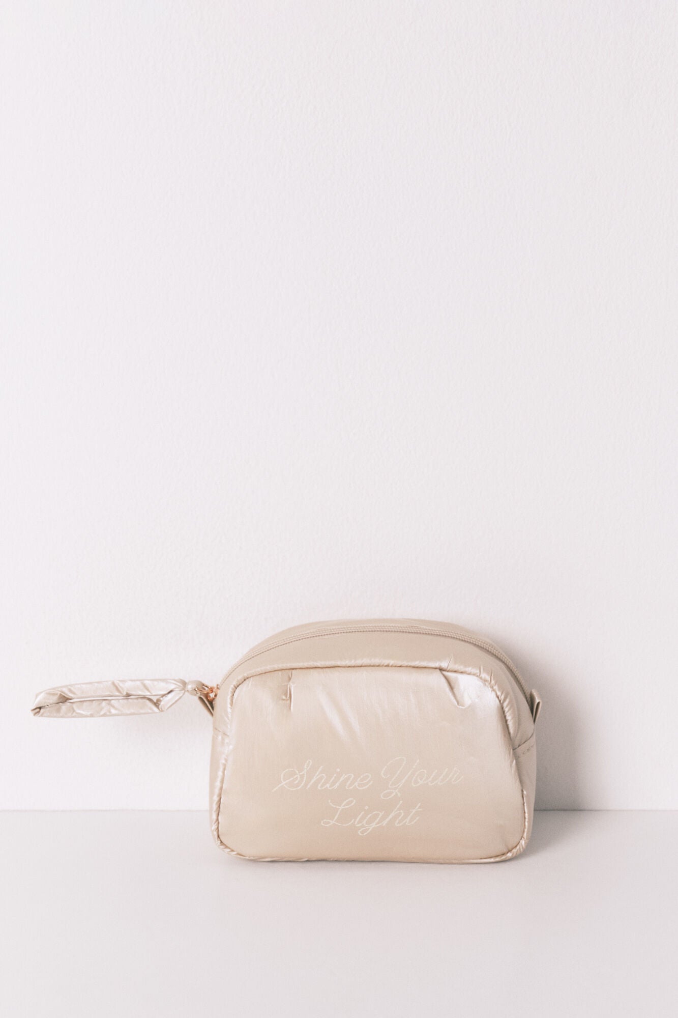 Small padded satin pink toiletry bag