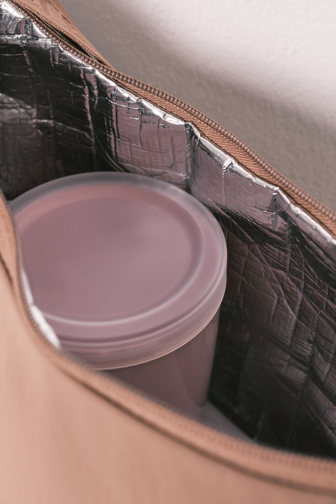 Brown thermal lunch bag