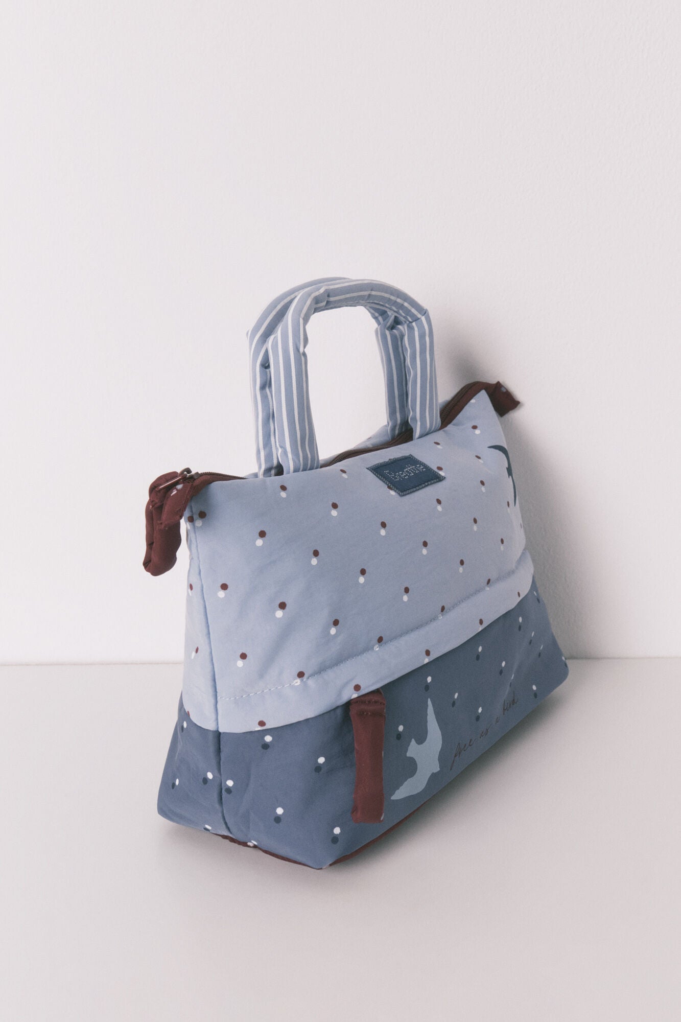 Blue bird print large vanity case