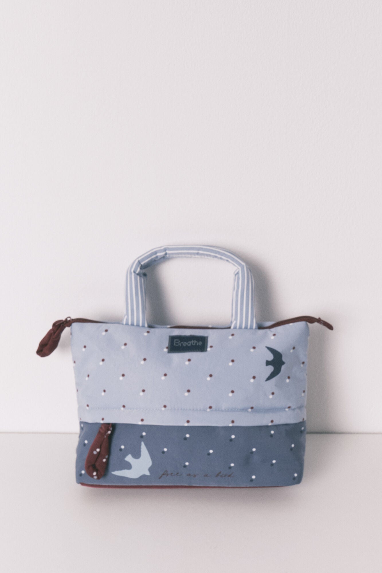 Blue bird print large vanity case