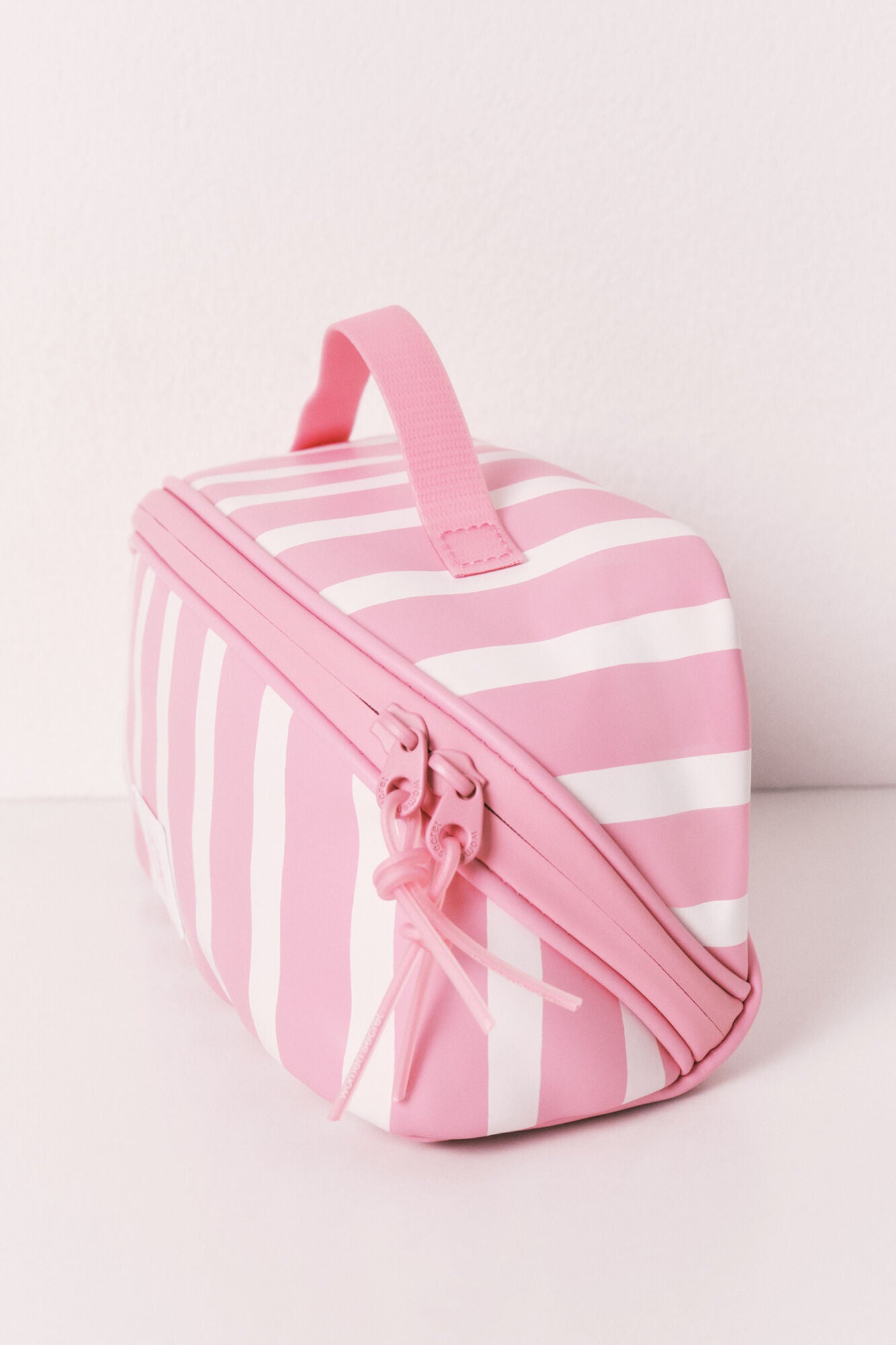 Pink striped medium vanity case