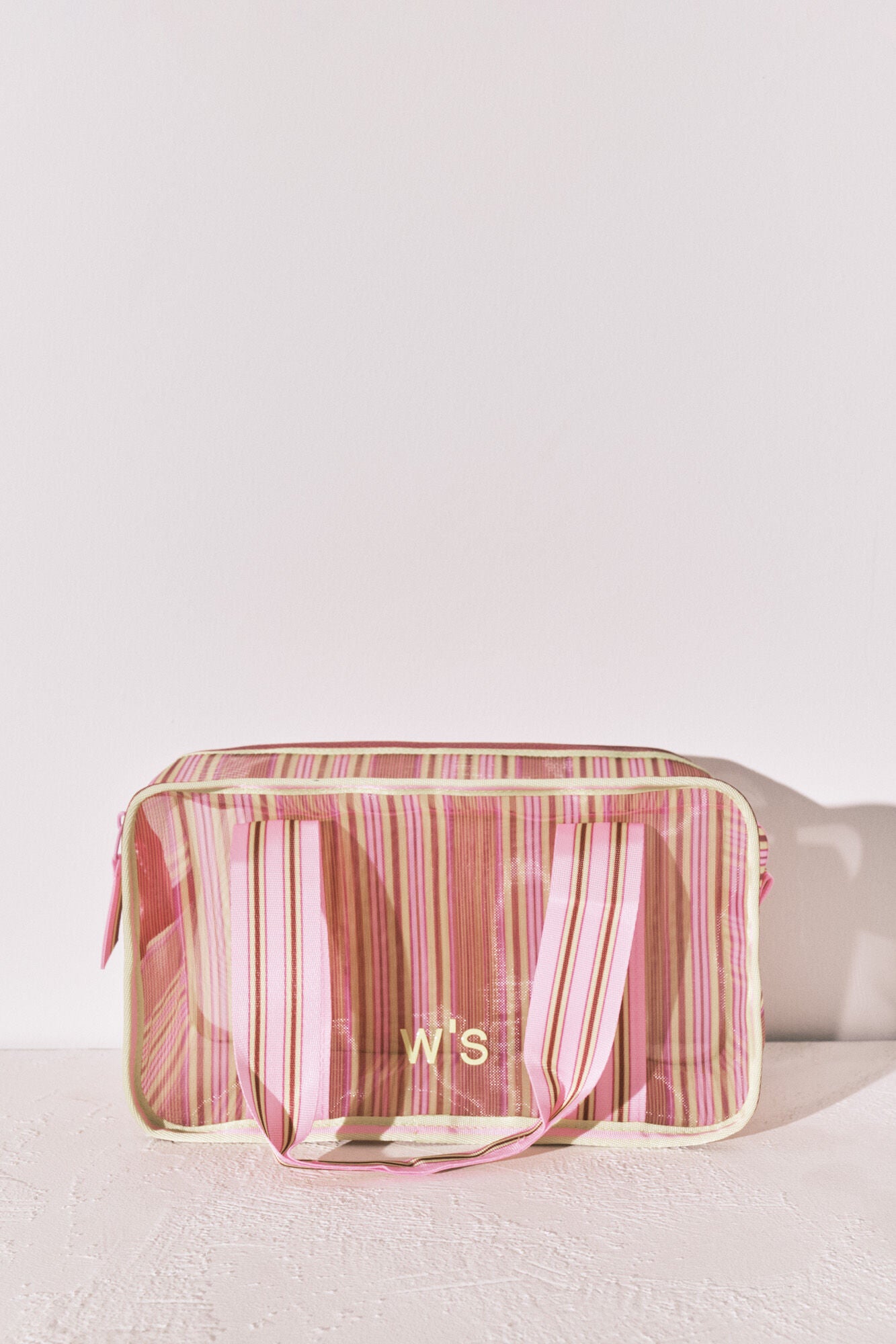 Striped mesh medium vanity case