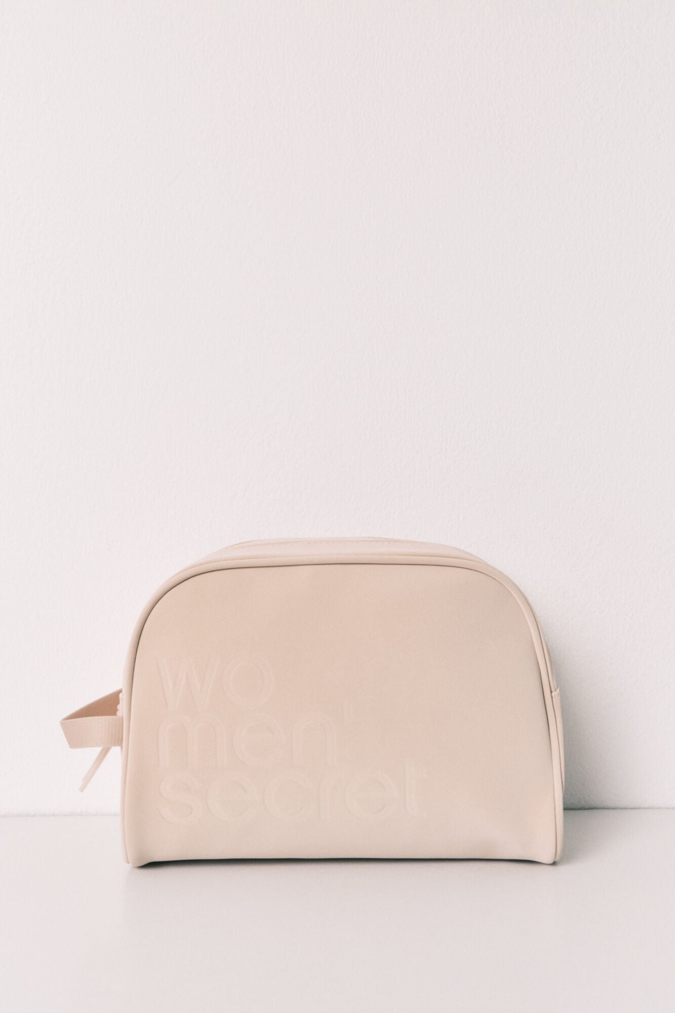 Beige double zip large vanity case