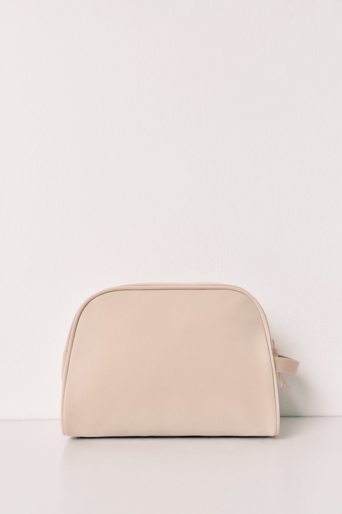 Beige double zip large vanity case
