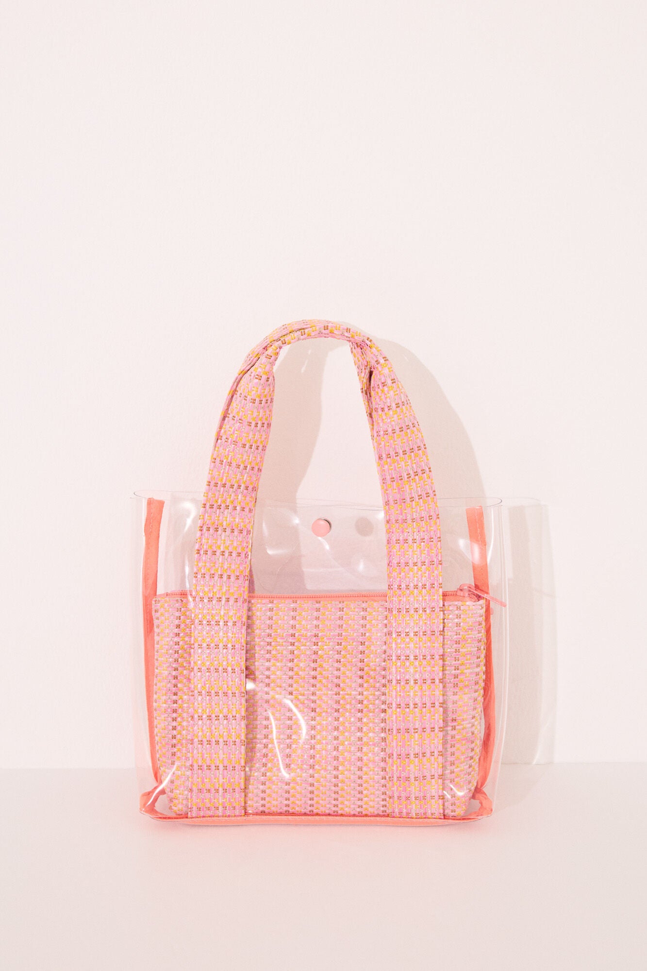 Pack of 3 pink raffia toiletry bags