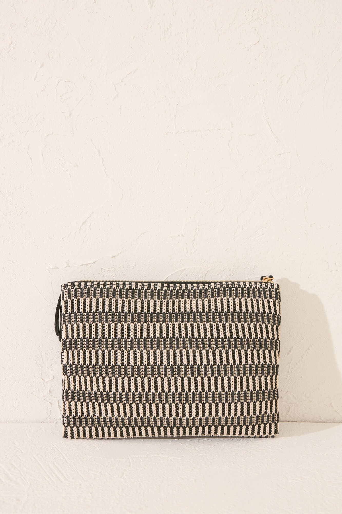 Black and white raffia toiletry bag