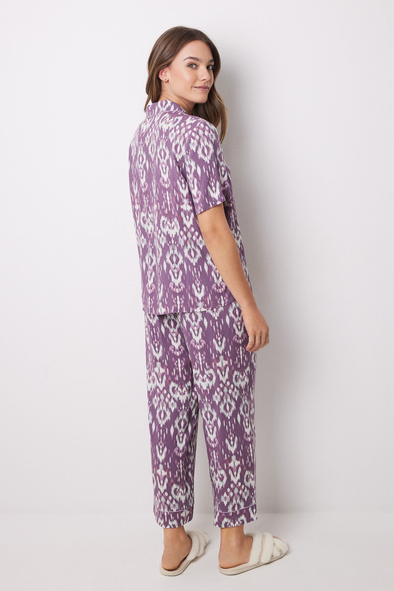 Ikat viscose Capri shirt pajamas