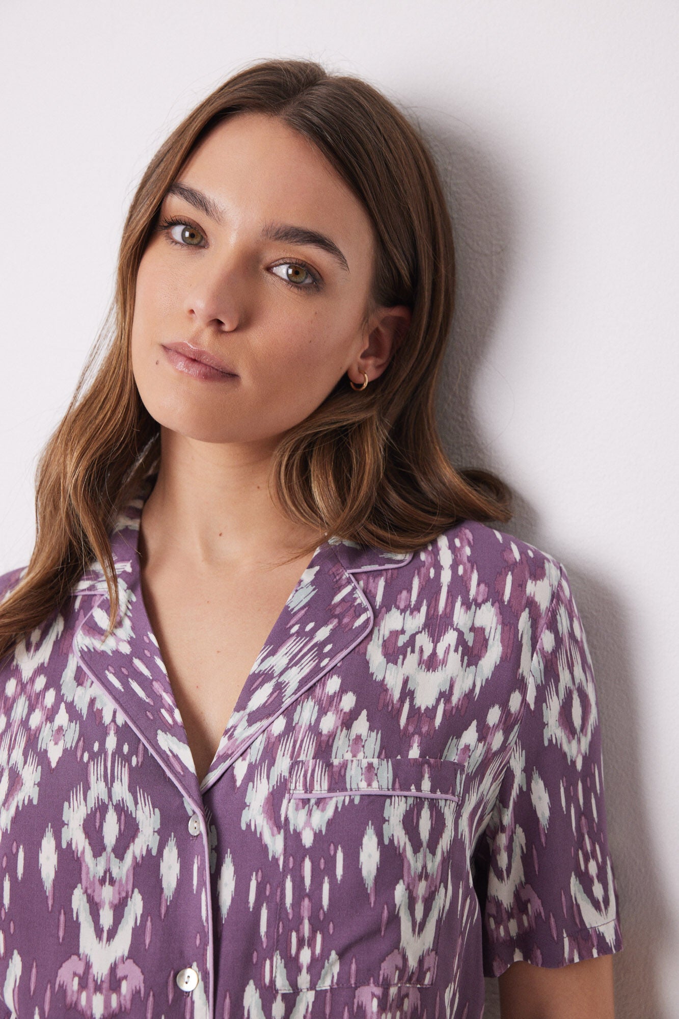 Ikat viscose Capri shirt pajamas