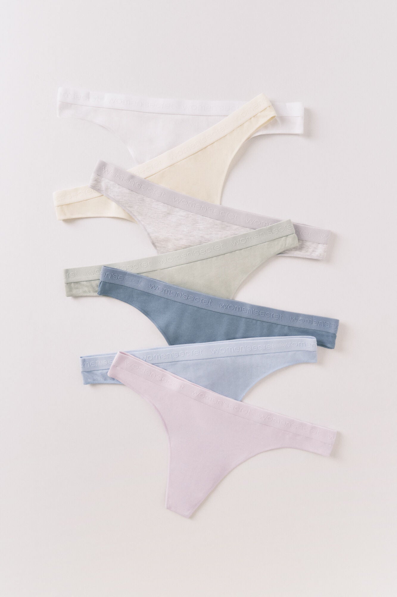 Pack of 7 cotton thongs with logo