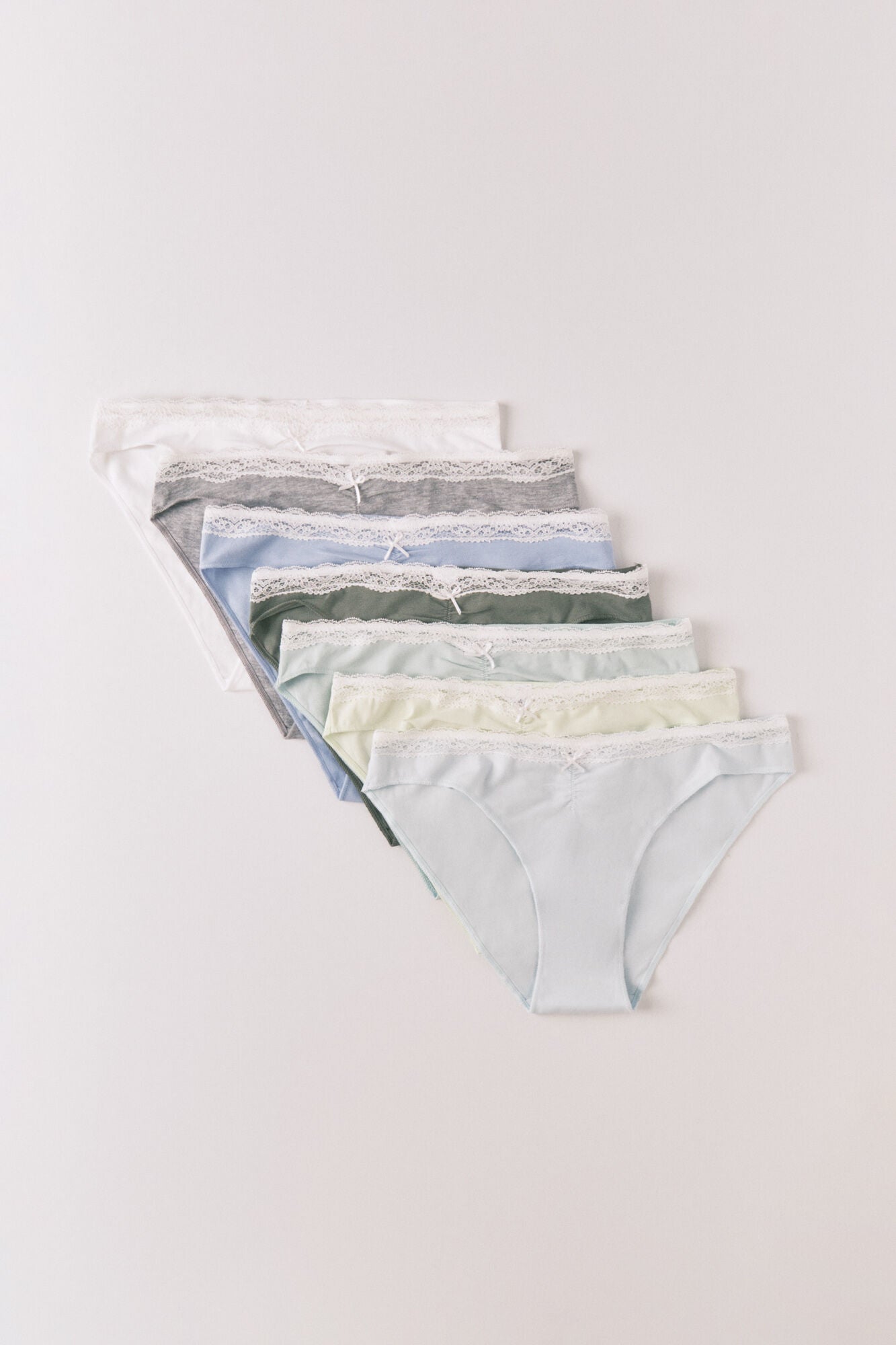 Cotton lace classic bow 7-pack panties