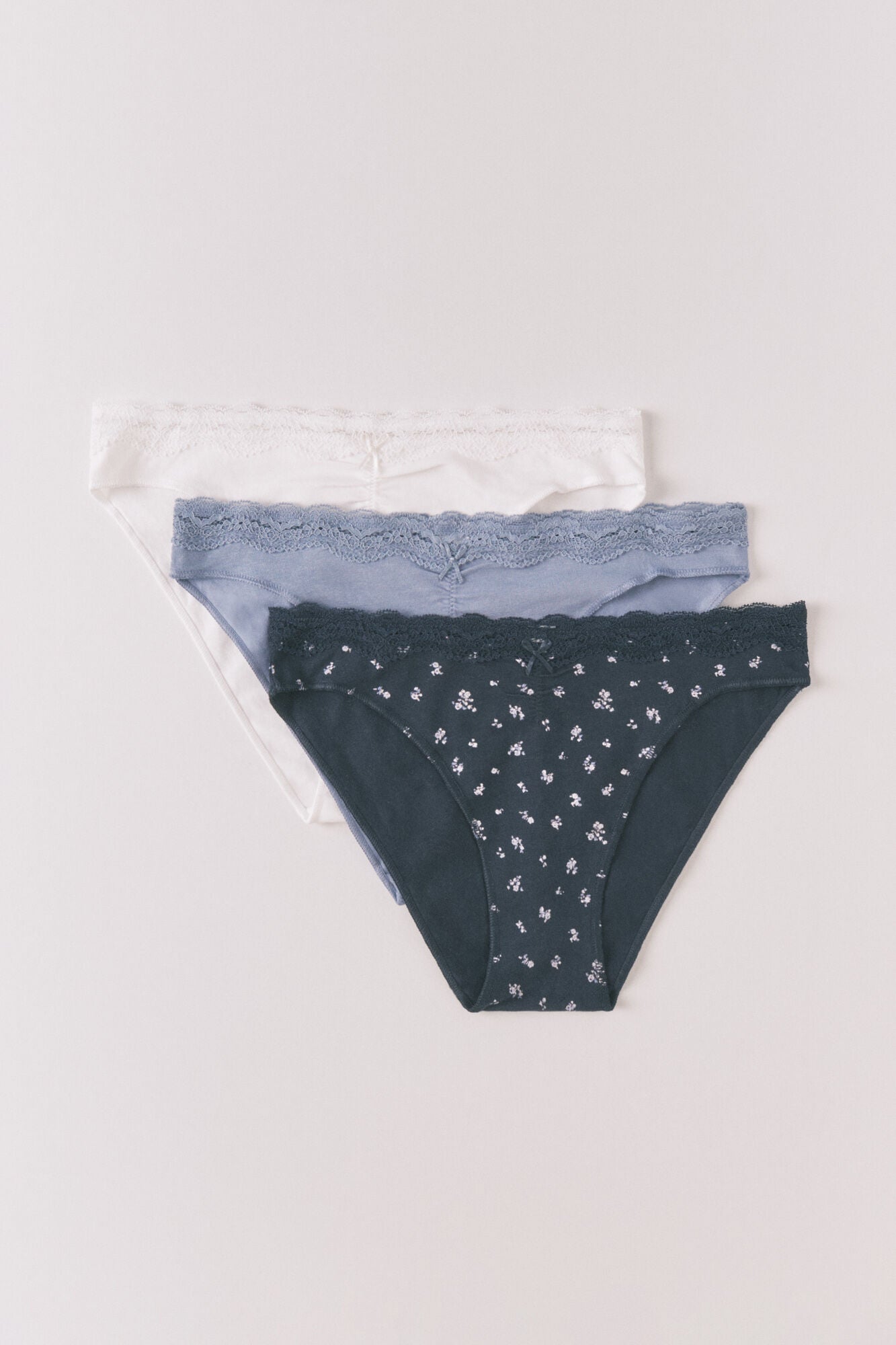 3-pack classic cotton lace bow panties