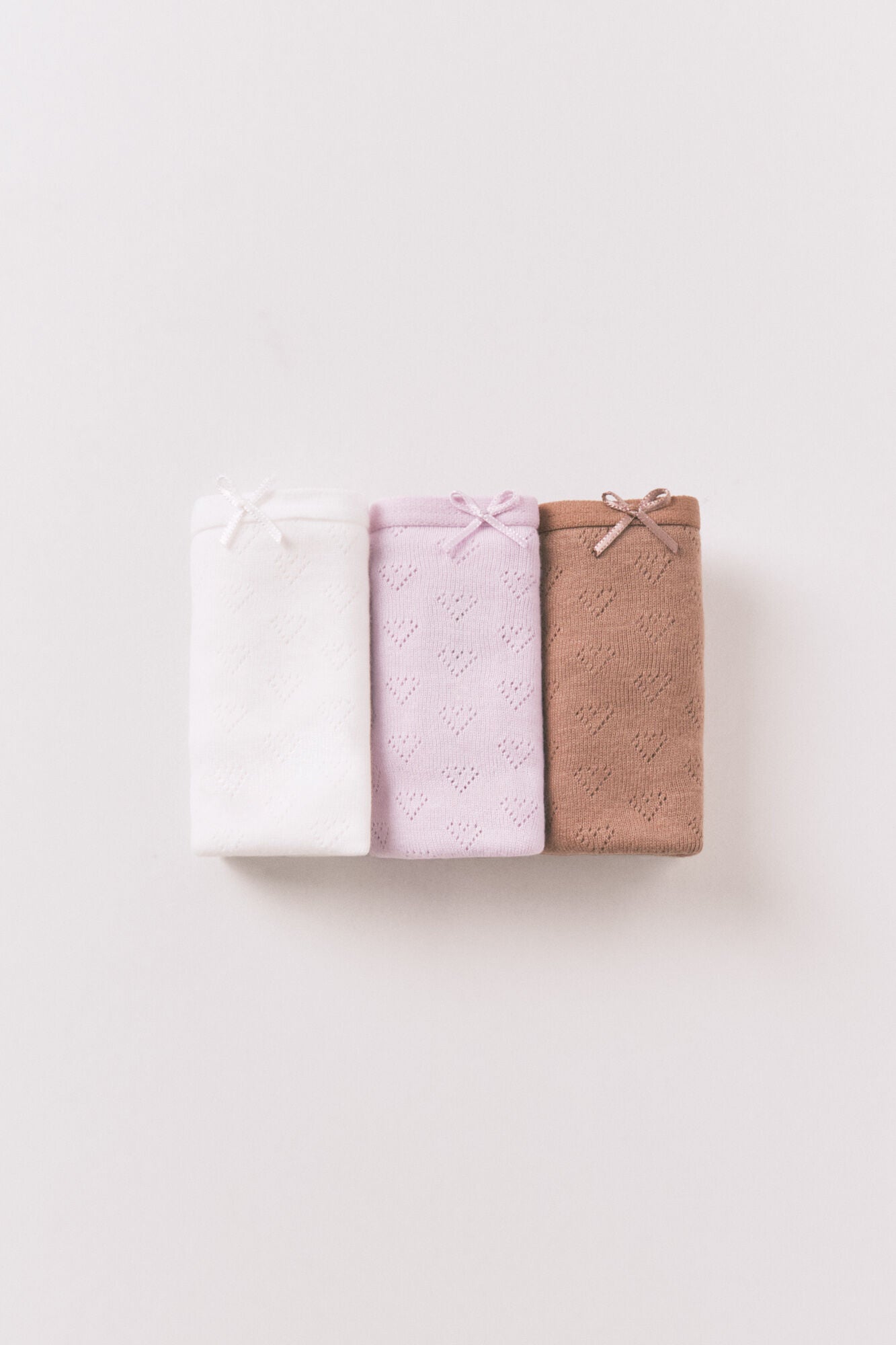 Pack of 3 ribbed cotton thongs with bow
