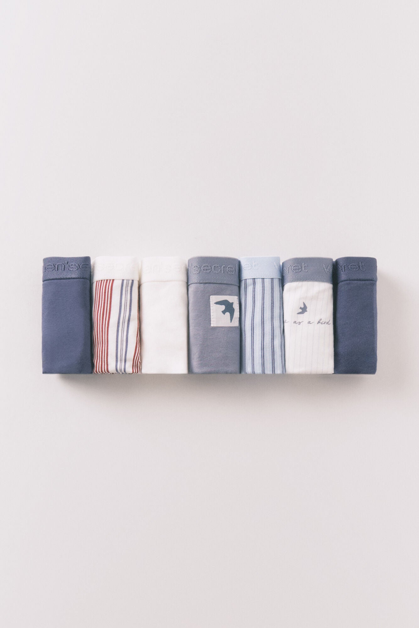 Blue cotton 7-pack Brazilian logo panties