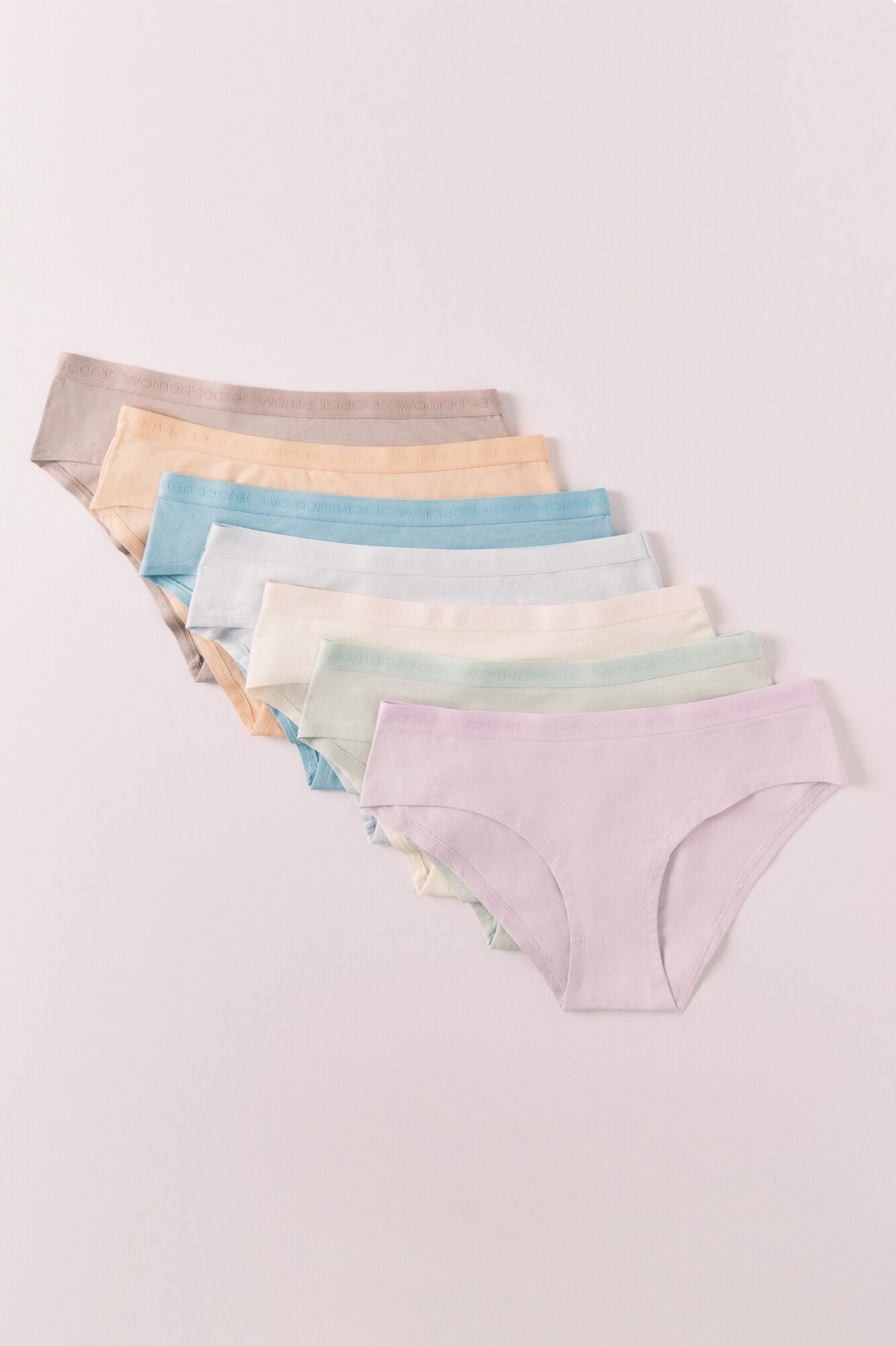 Plain cotton 7-pack wide panties with logo