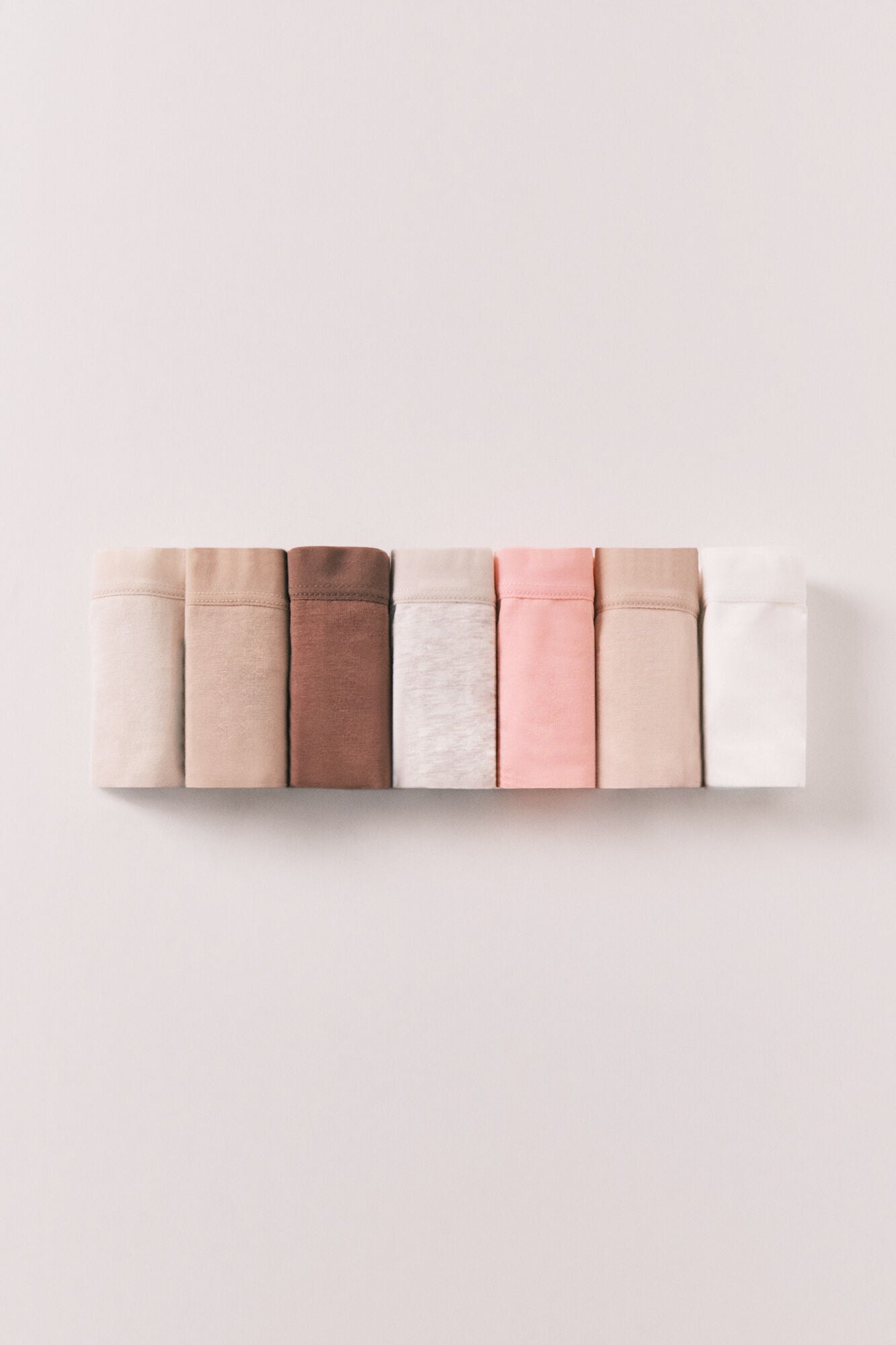 Neutral plain cotton 7-pack Brazilian panties
