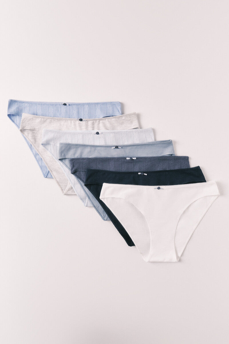Multicoloured cotton pointelle classic panties 7-pack