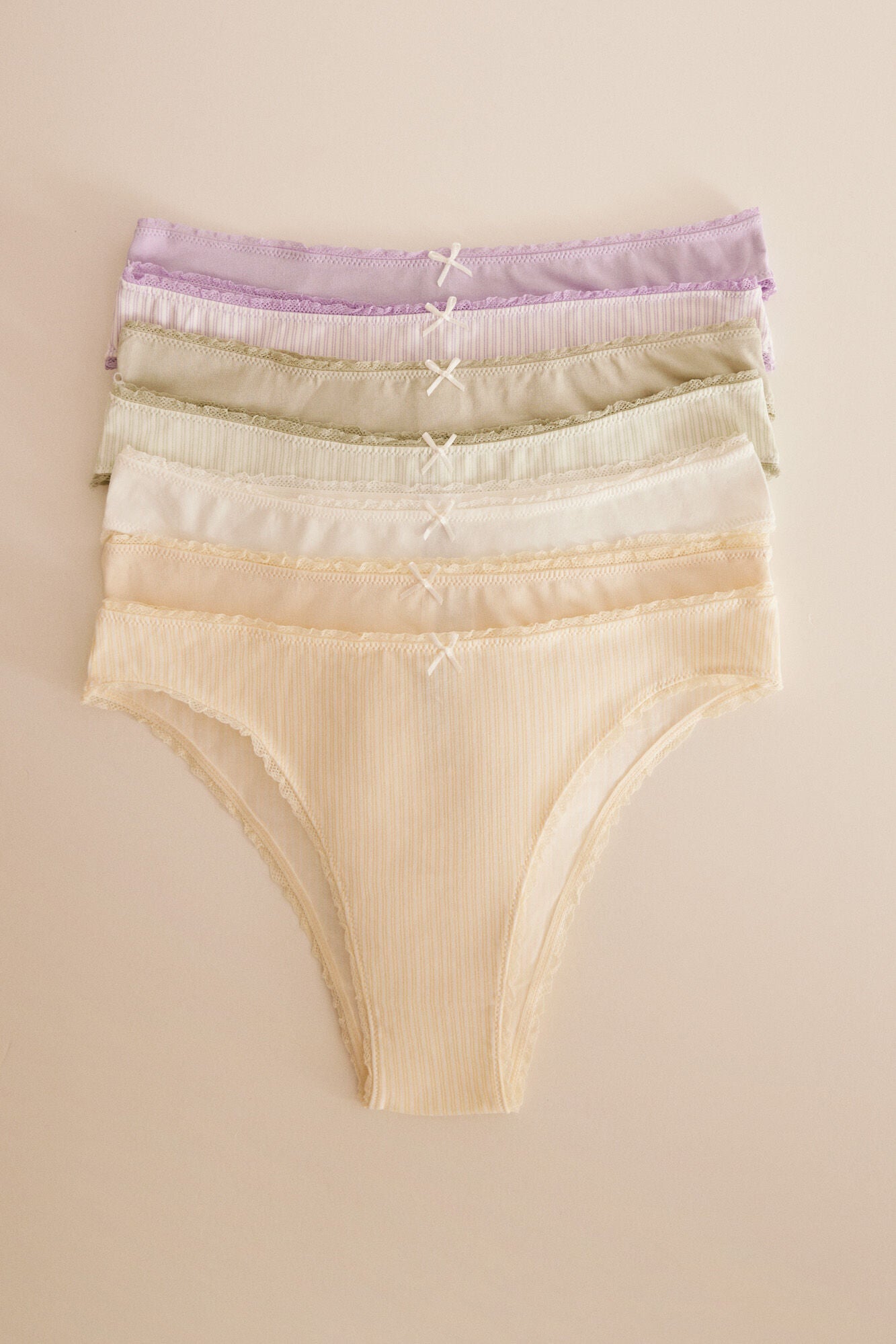 Pack of 7 striped cotton Brazilian panties
