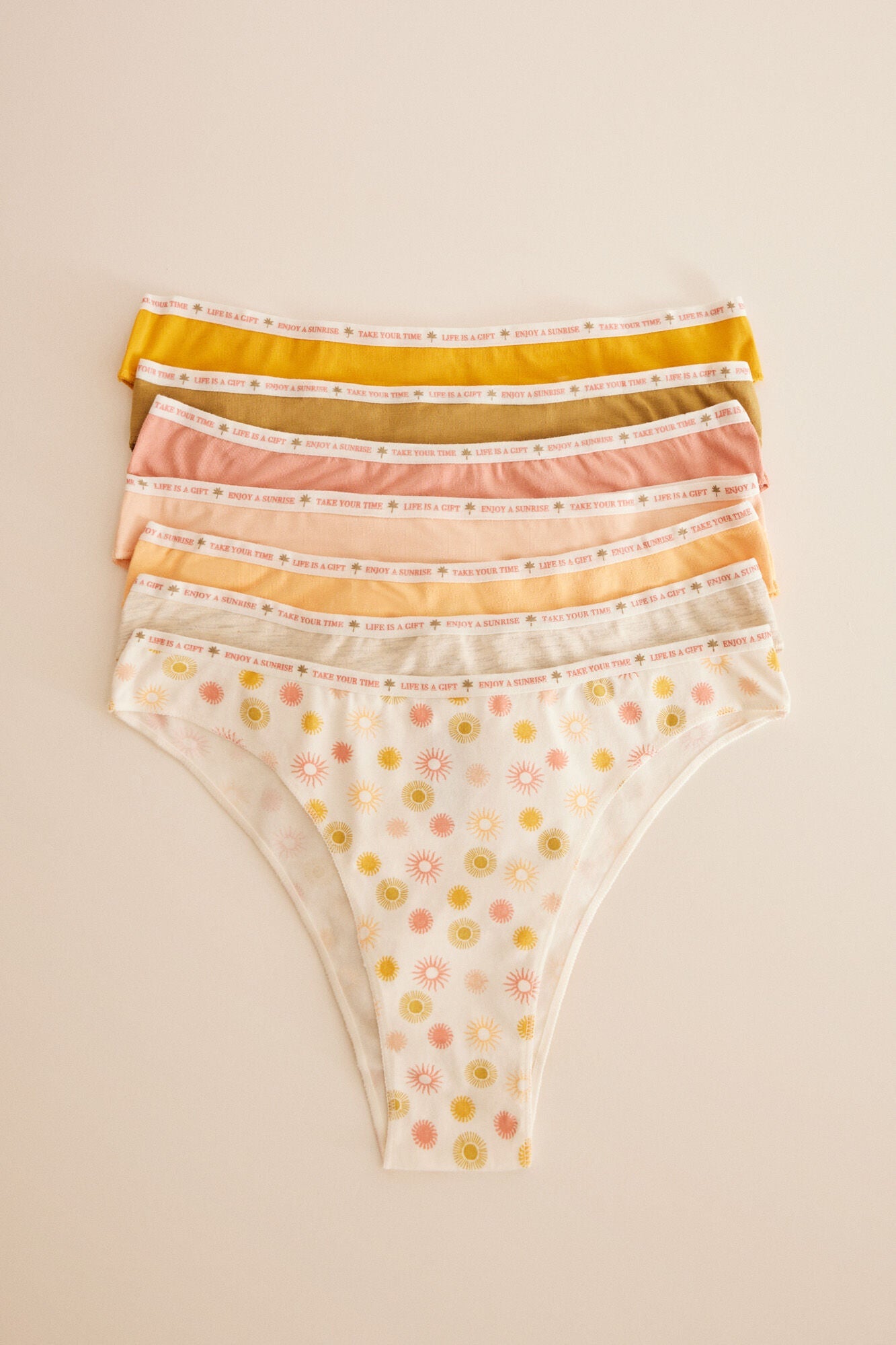 Pack of 7 Brazilian cotton panties with message