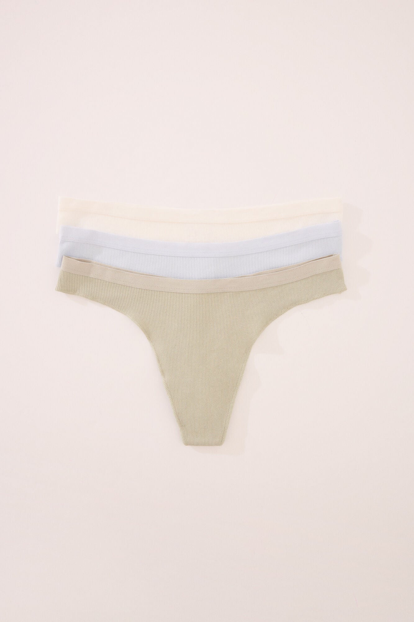 Pack of 3 ribbed cotton thongs