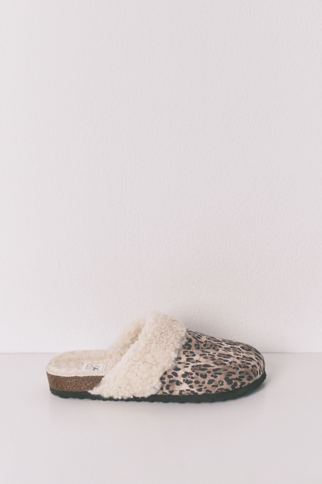 Animal print sheepskin clog-style sneakers