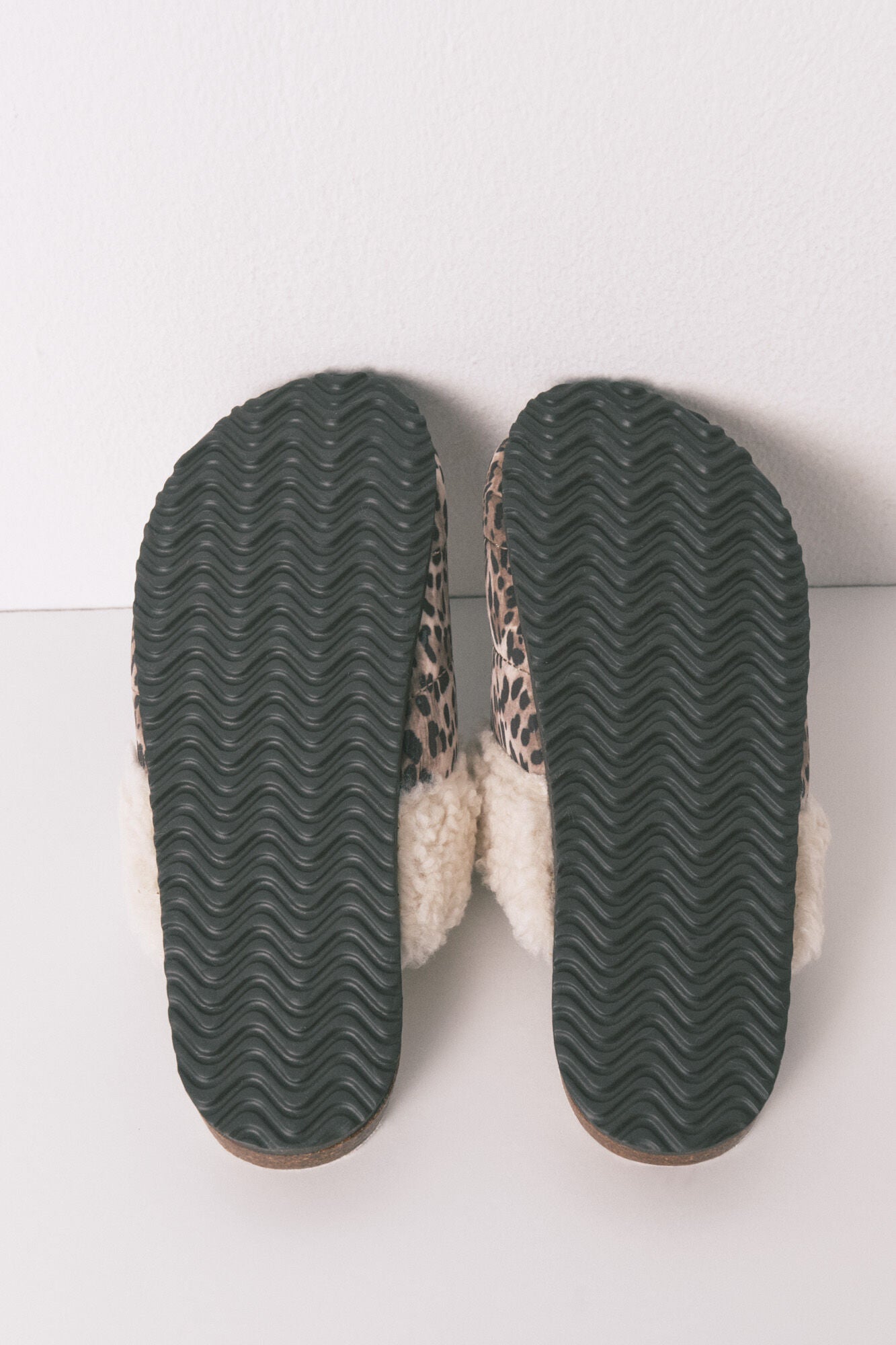 Animal print sheepskin clog-style sneakers