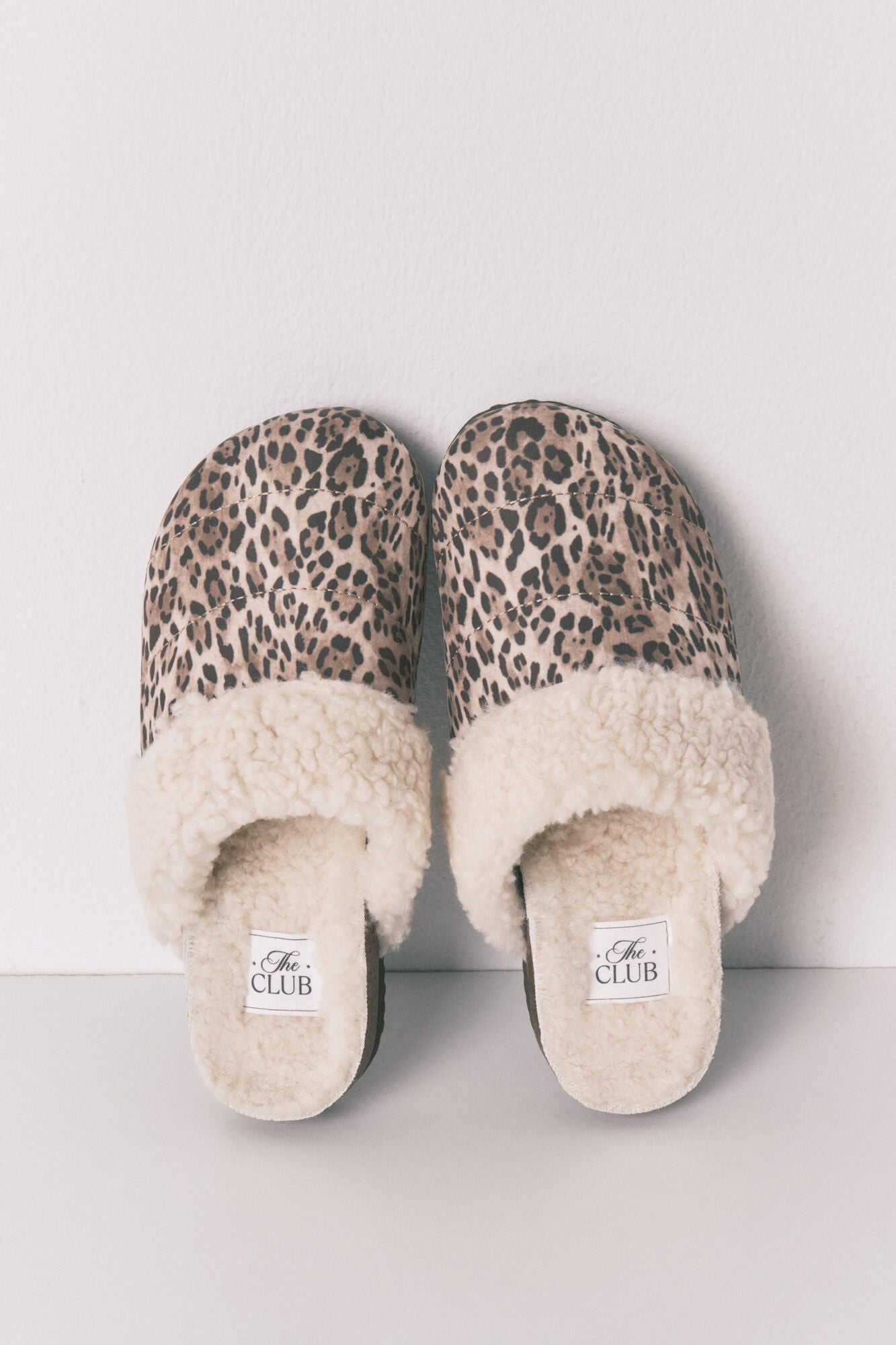 Animal print sheepskin clog-style sneakers