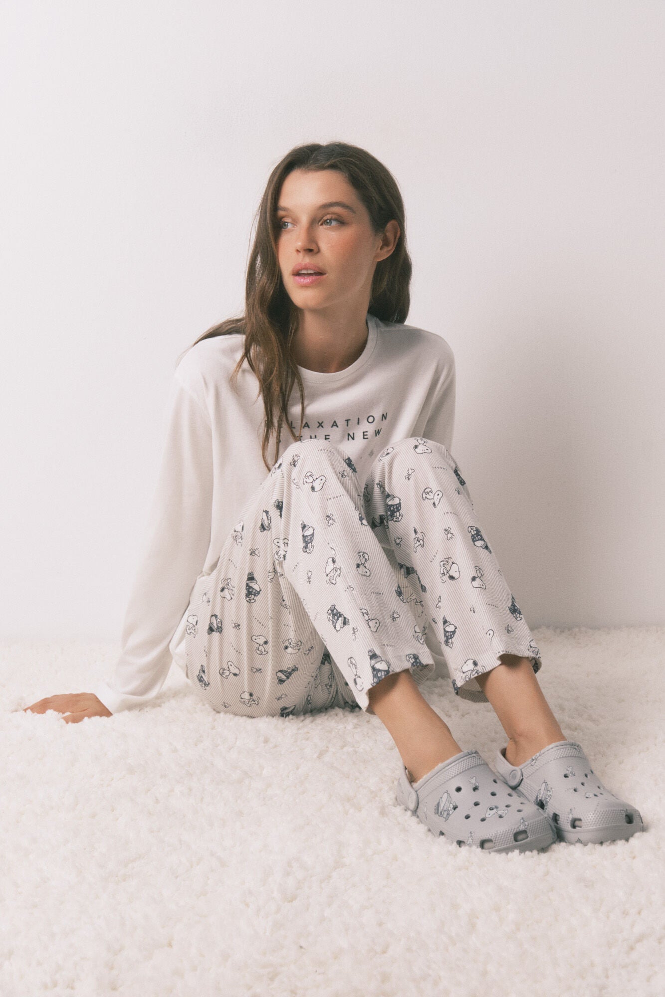 Snoopy sheepskin clog house slippers