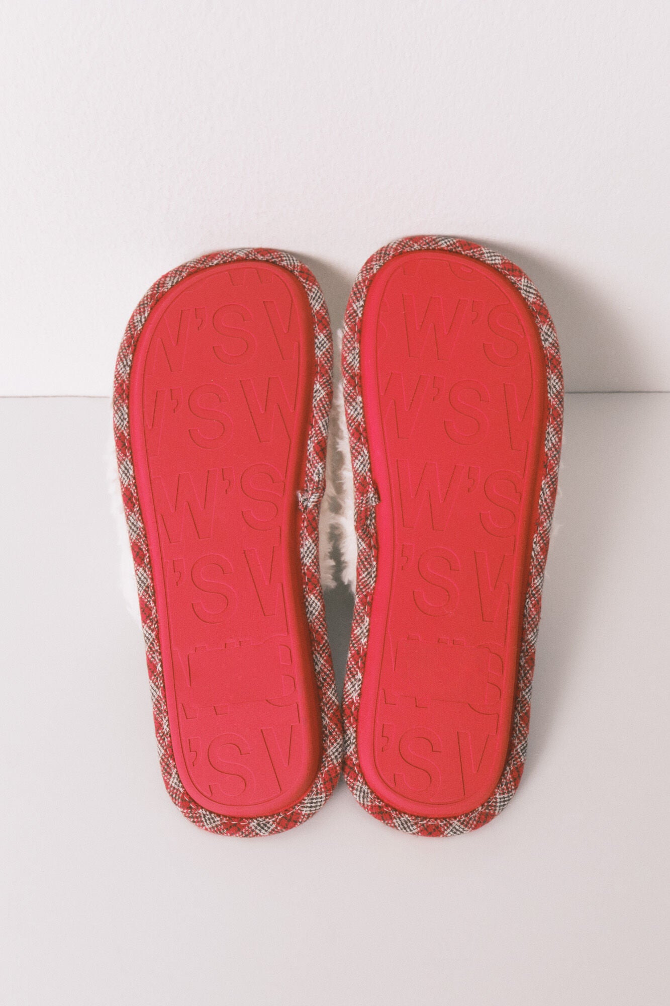 Snoopy plaid faux shearling slippers