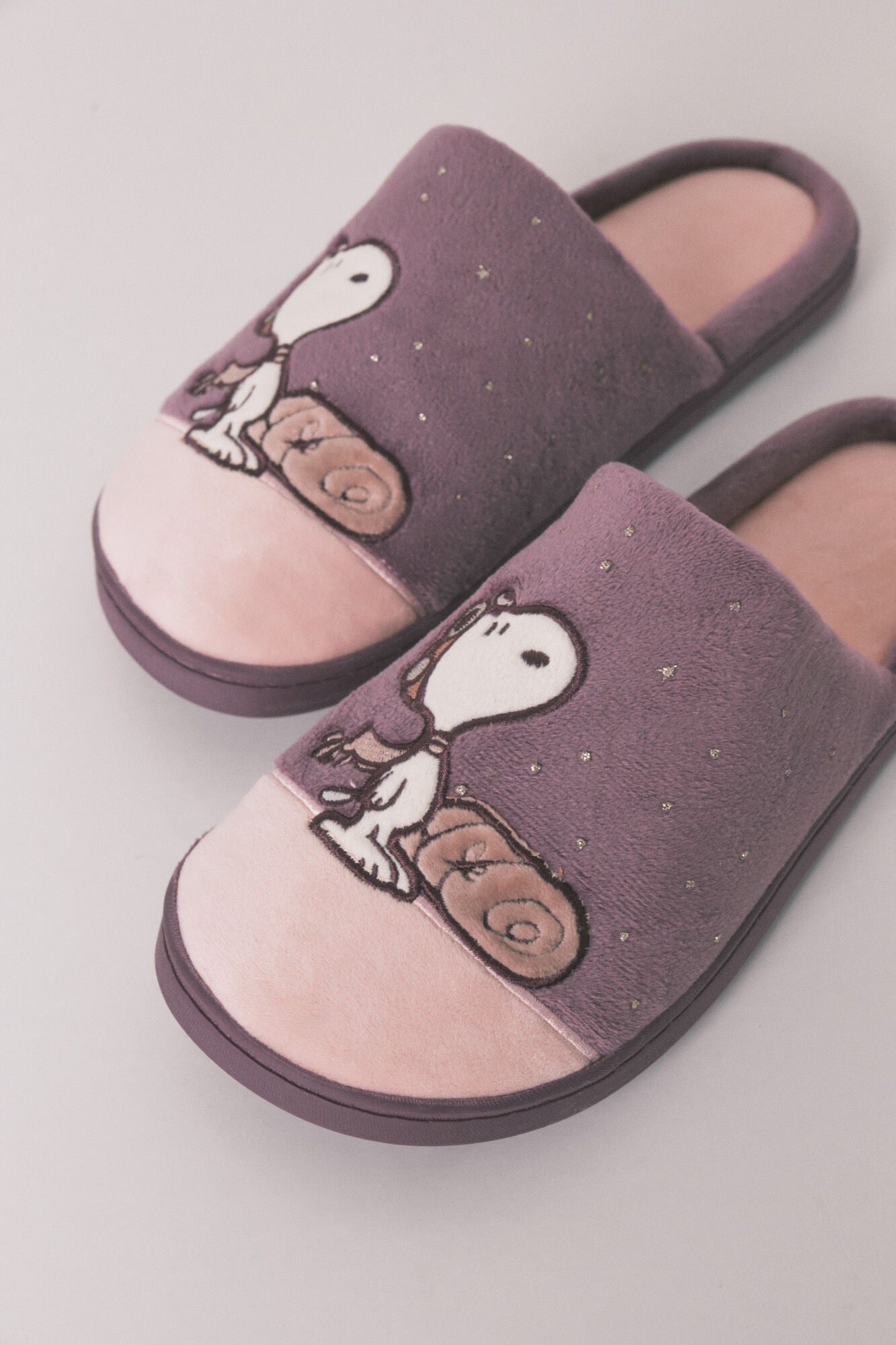 Purple Snoopy slippers