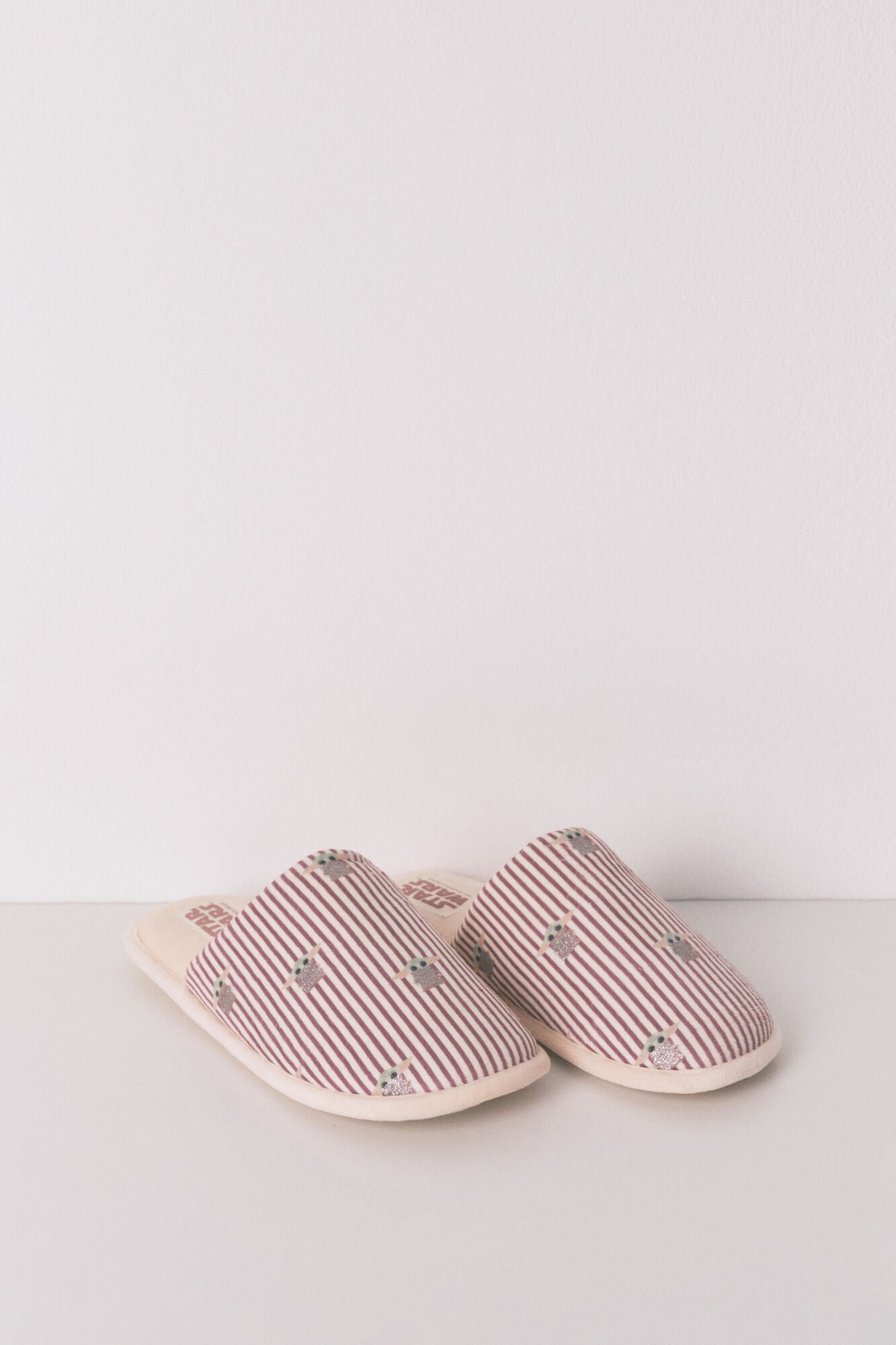 Striped Baby Yoda slippers
