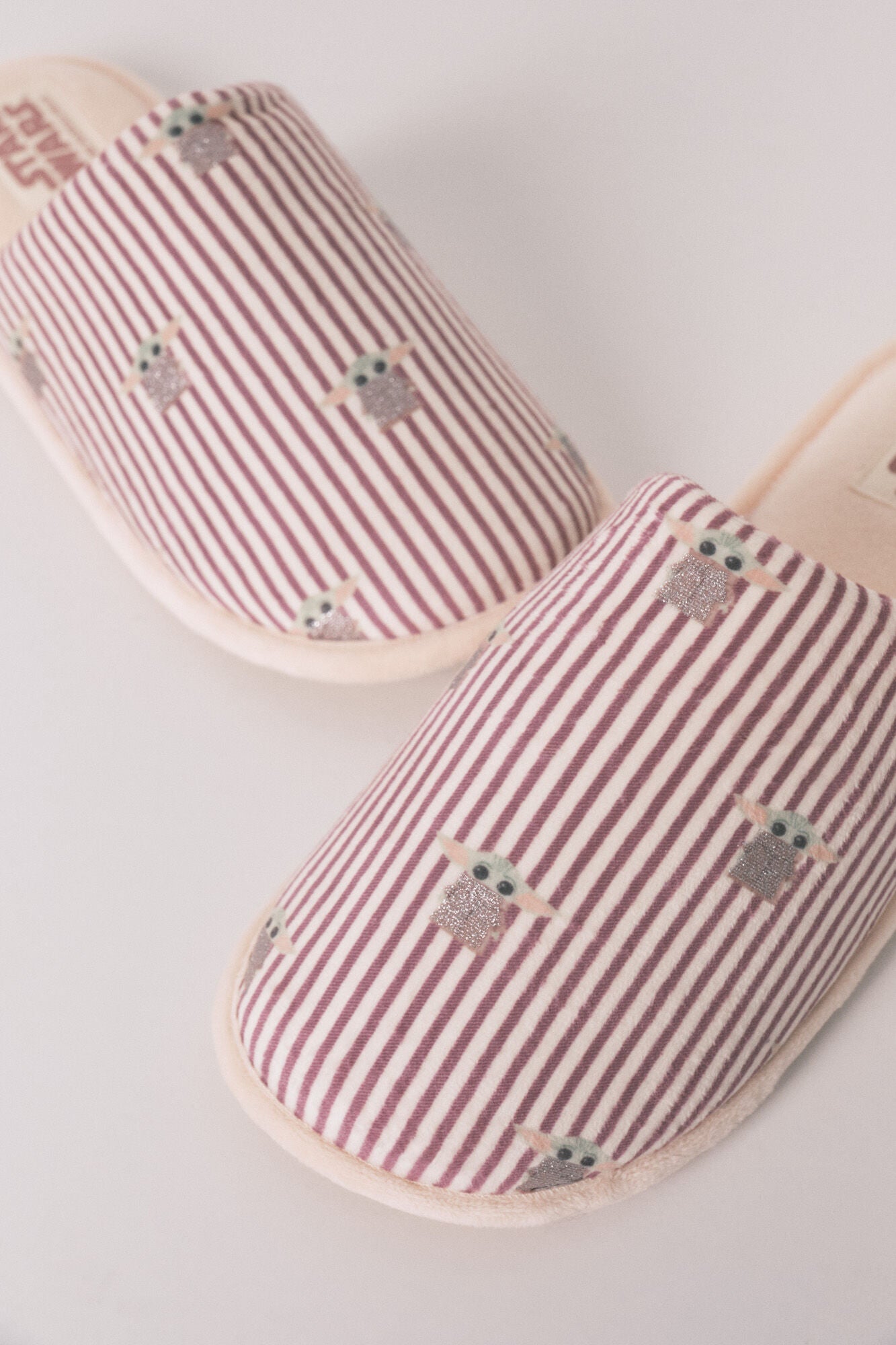 Striped Baby Yoda slippers