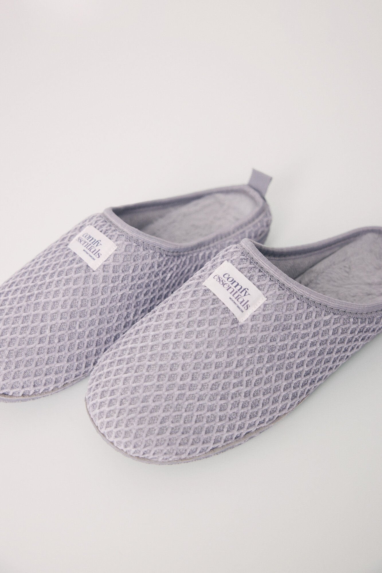 Gray chenille house slippers