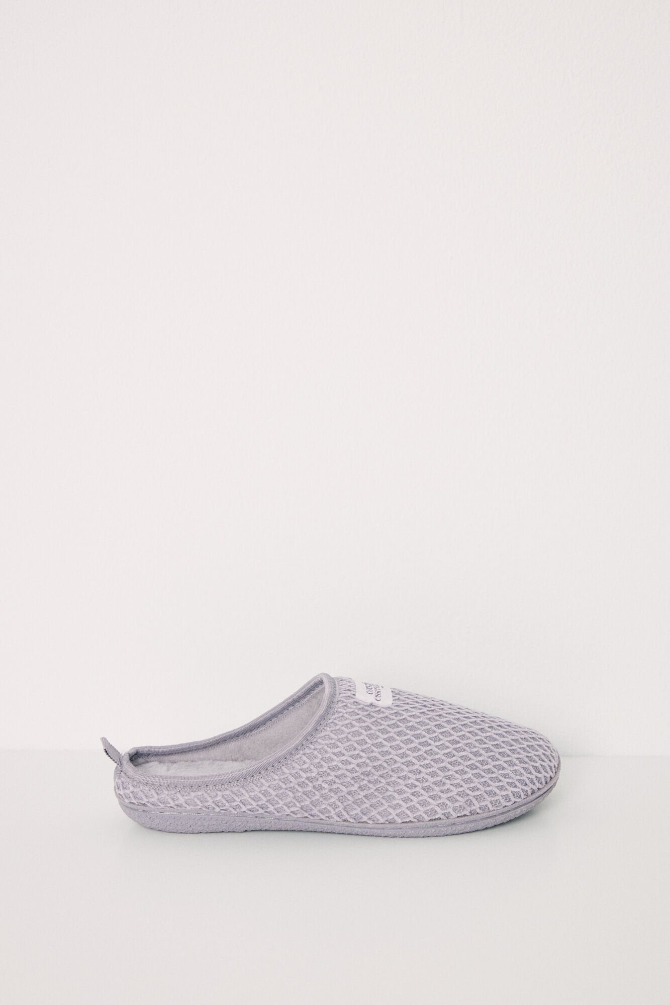 Gray chenille house slippers
