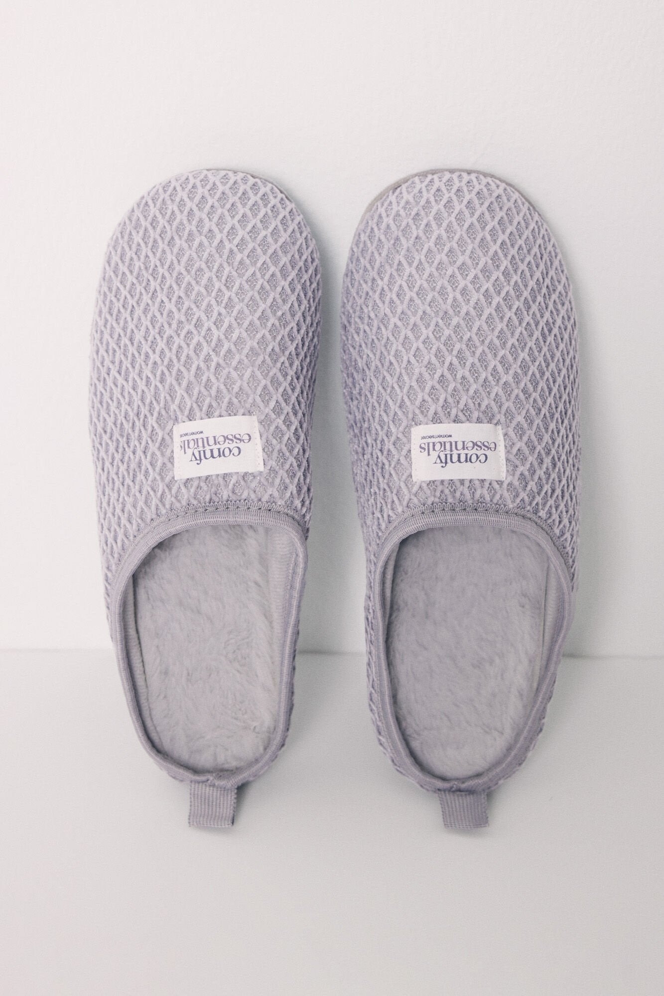 Gray chenille house slippers