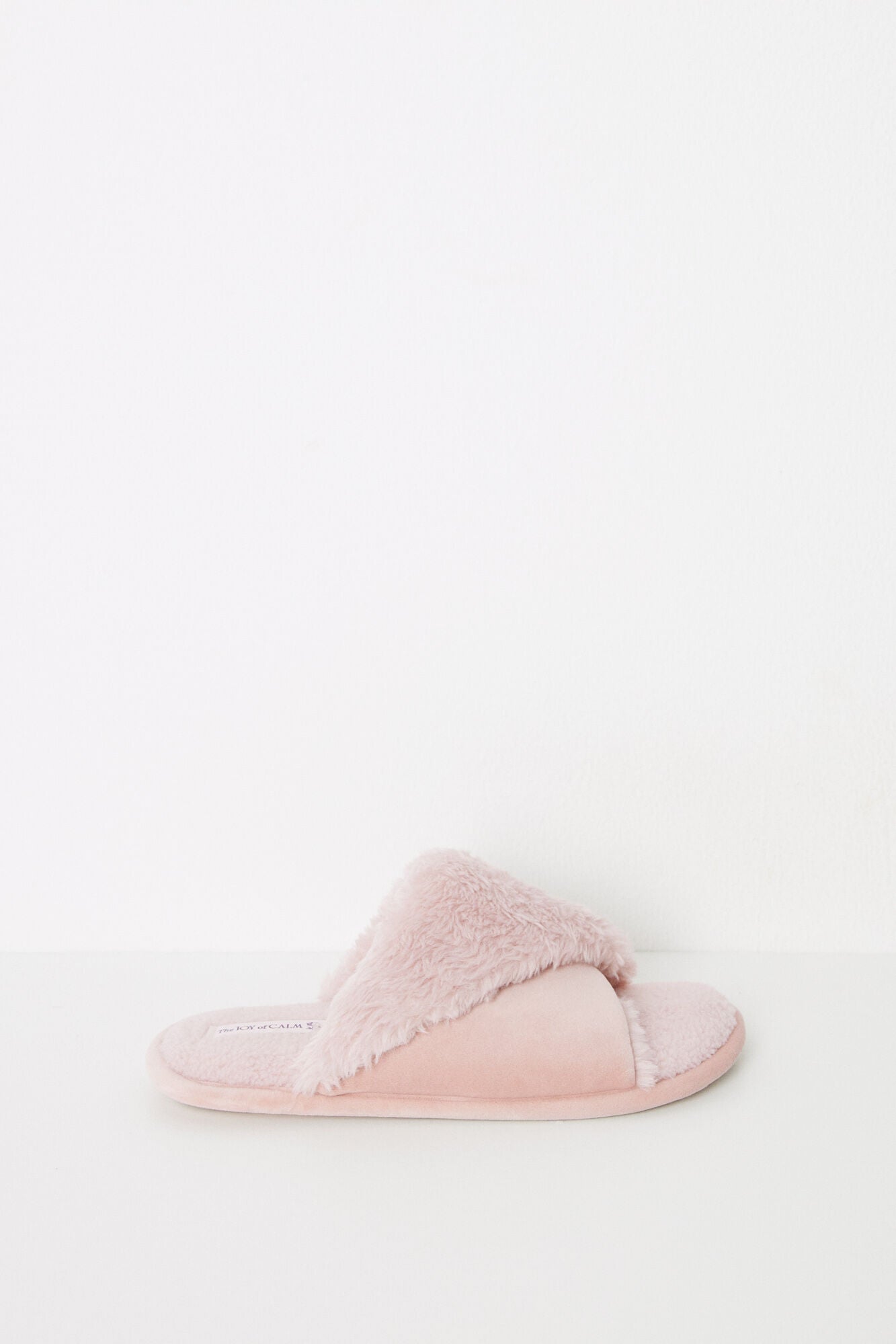 Open house slippers with pink fur