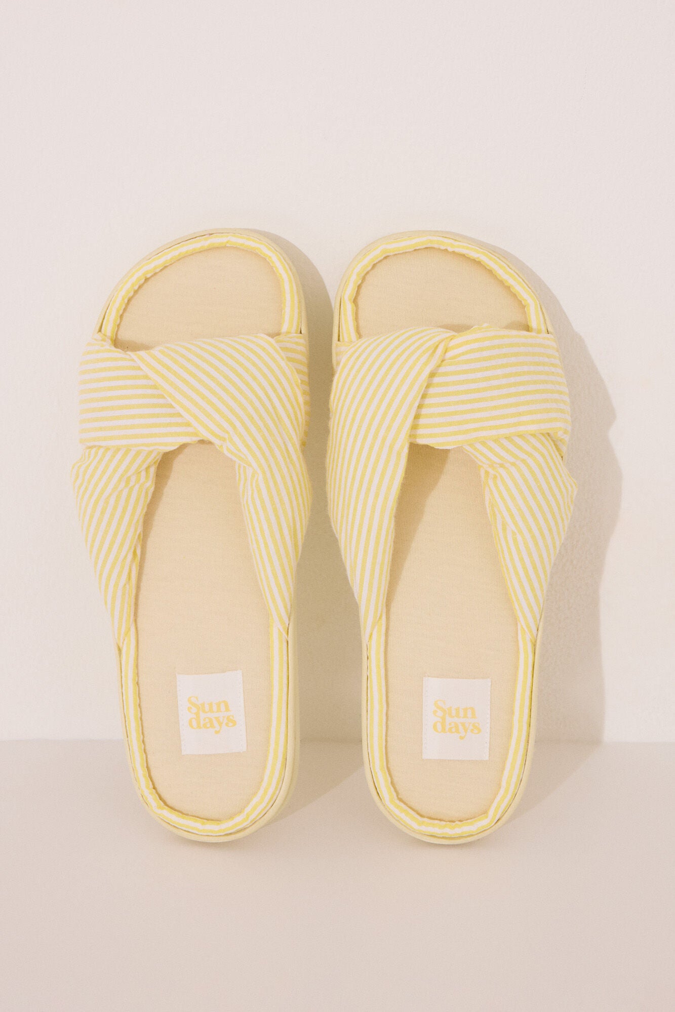 Yellow seersucker slippers