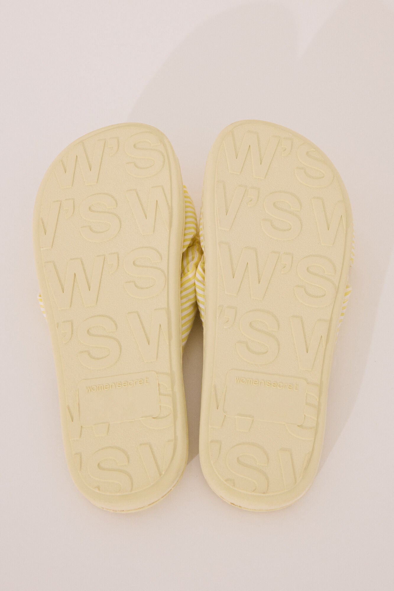 Yellow seersucker slippers
