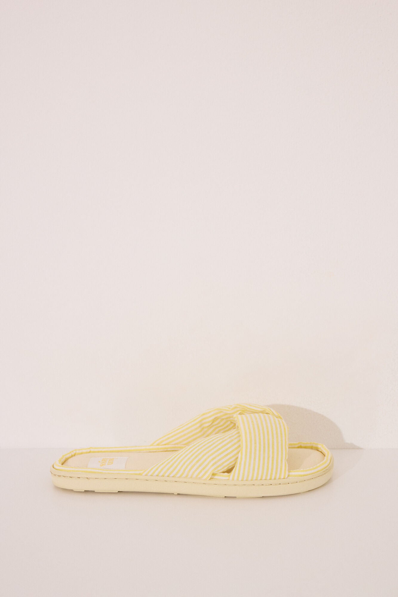 Yellow seersucker slippers