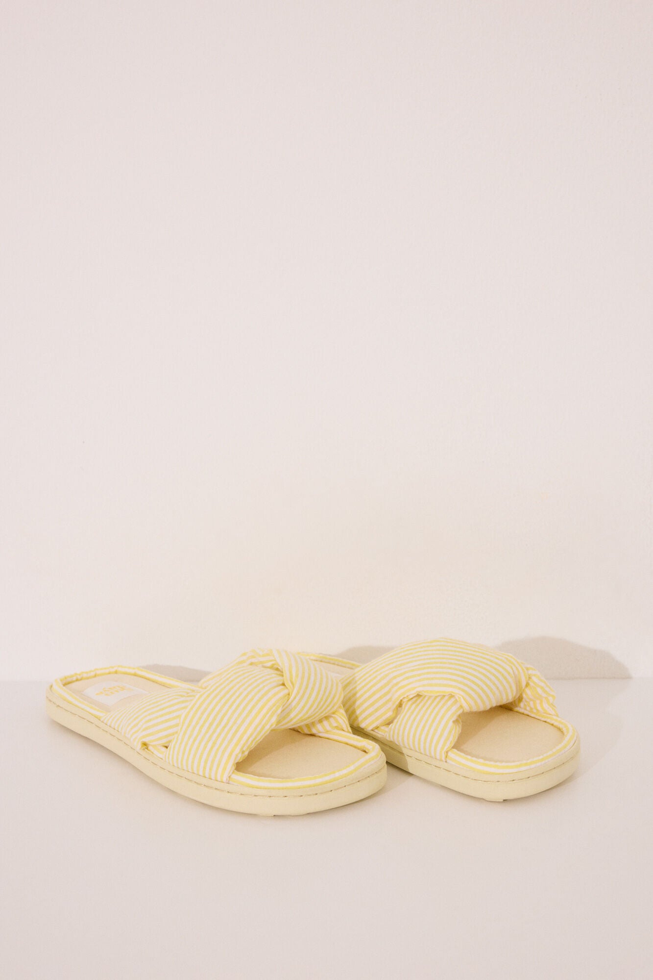 Yellow seersucker slippers