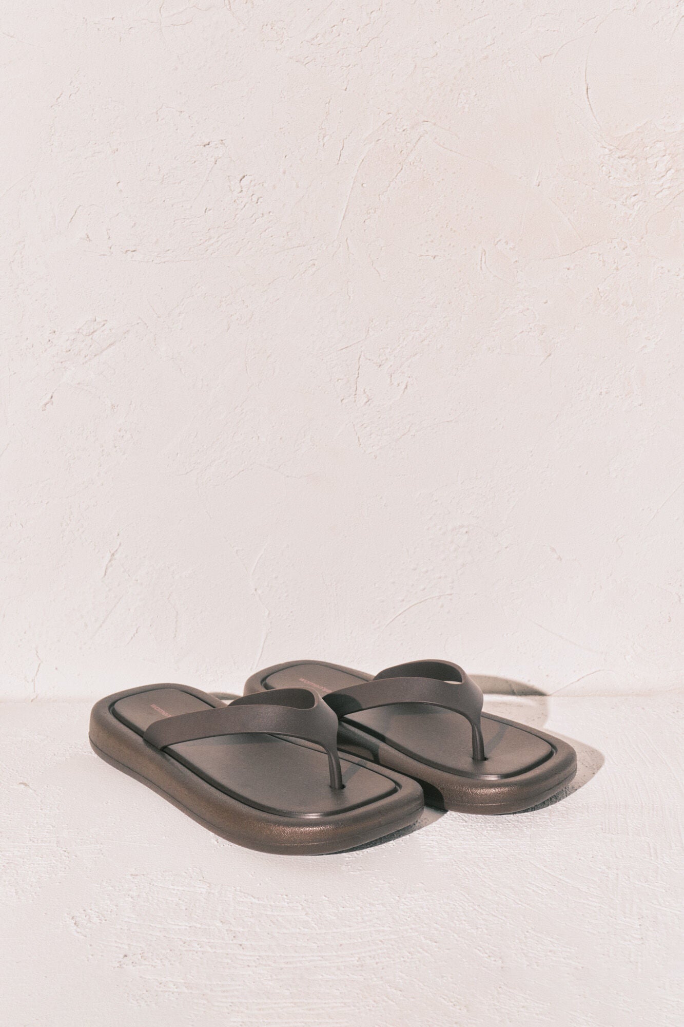 Brown thick sole square toe sandals