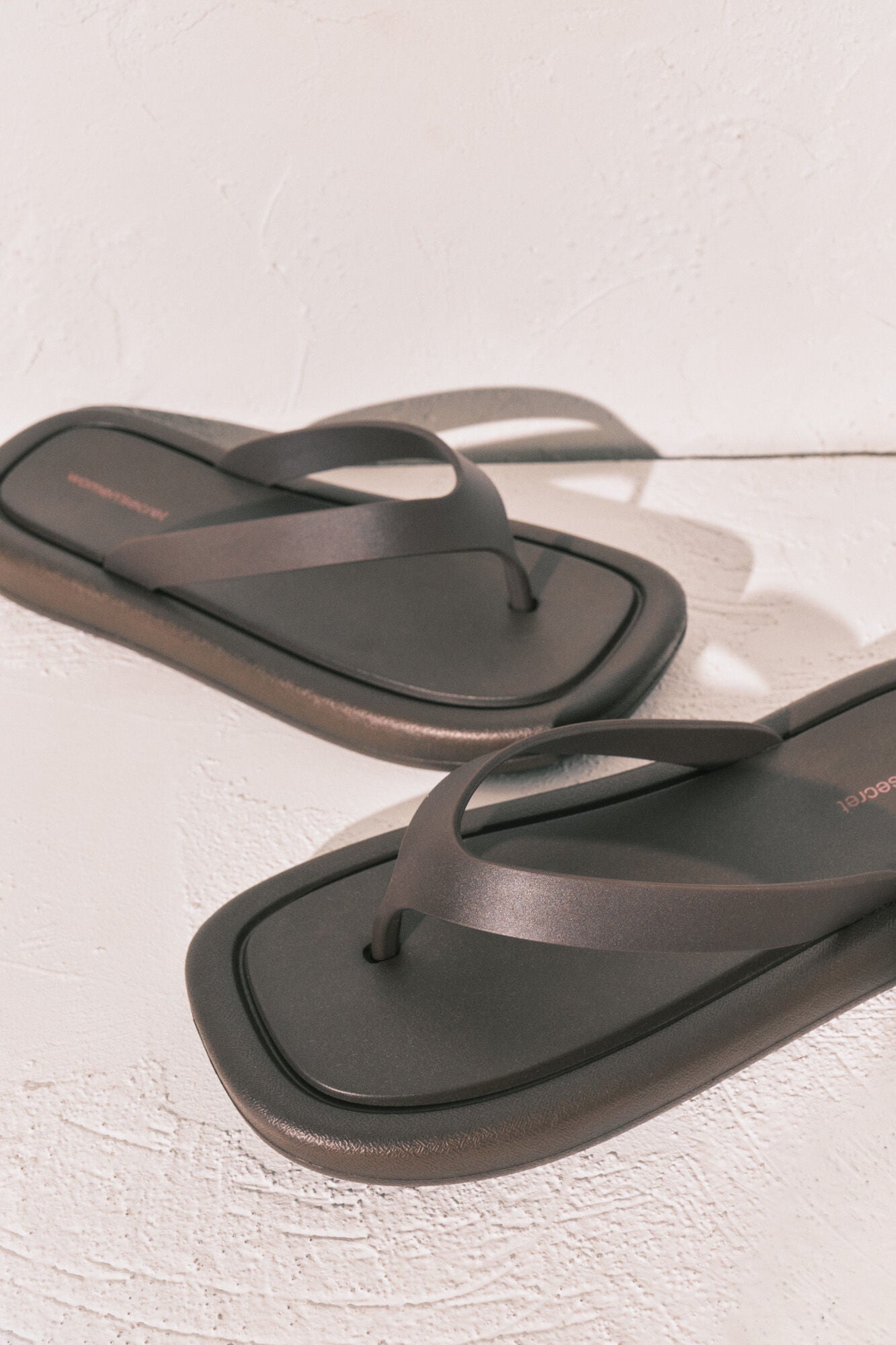 Brown thick sole square toe sandals