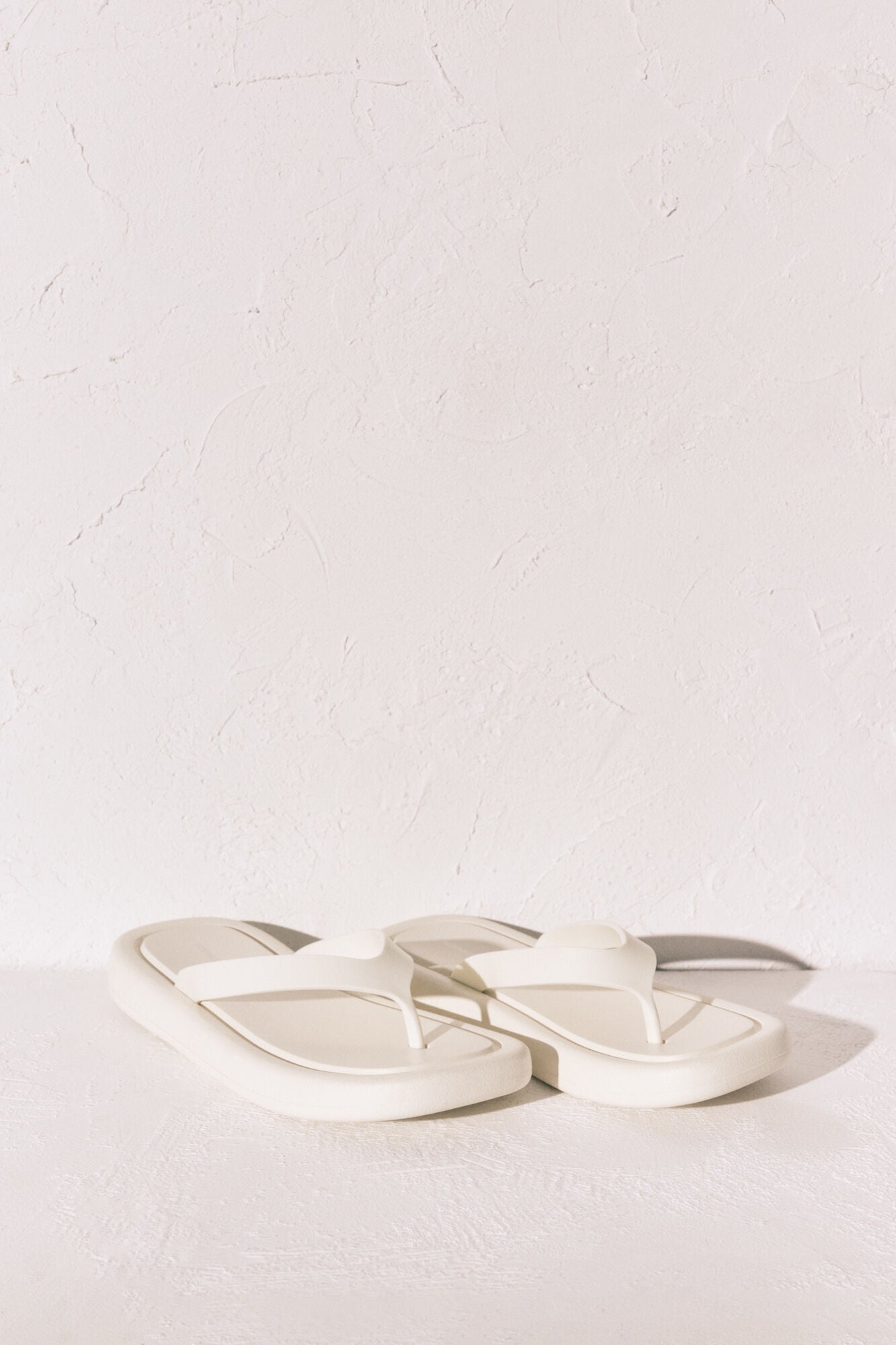 White thick sole square toe sandals