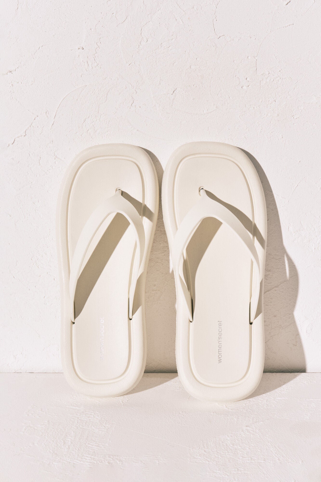 White thick sole square toe sandals